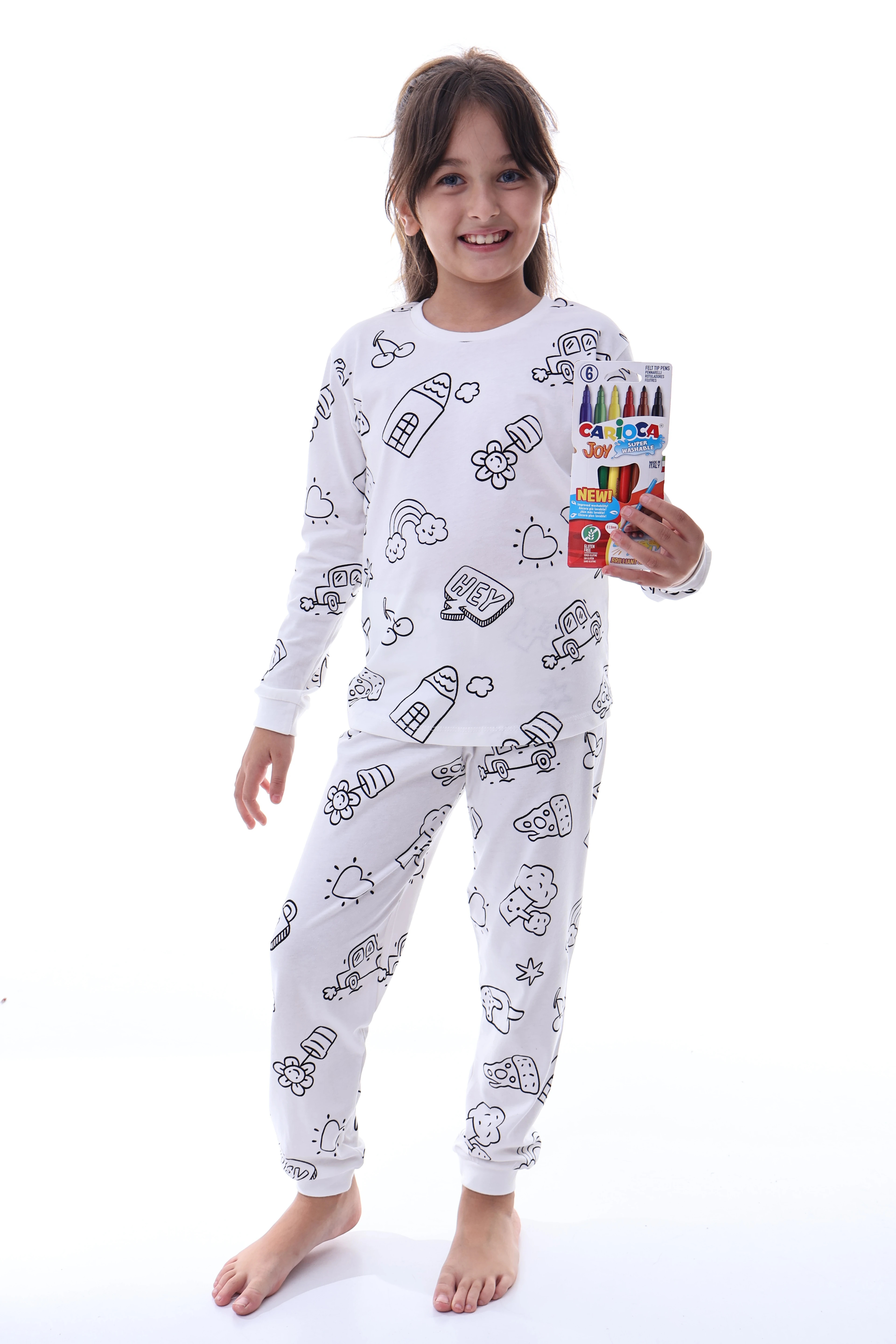 Boyanabilir Unisex Çocuk Pijama – Yıkanabilir Renkli Eğlenceli Ve Rahat Tasarım