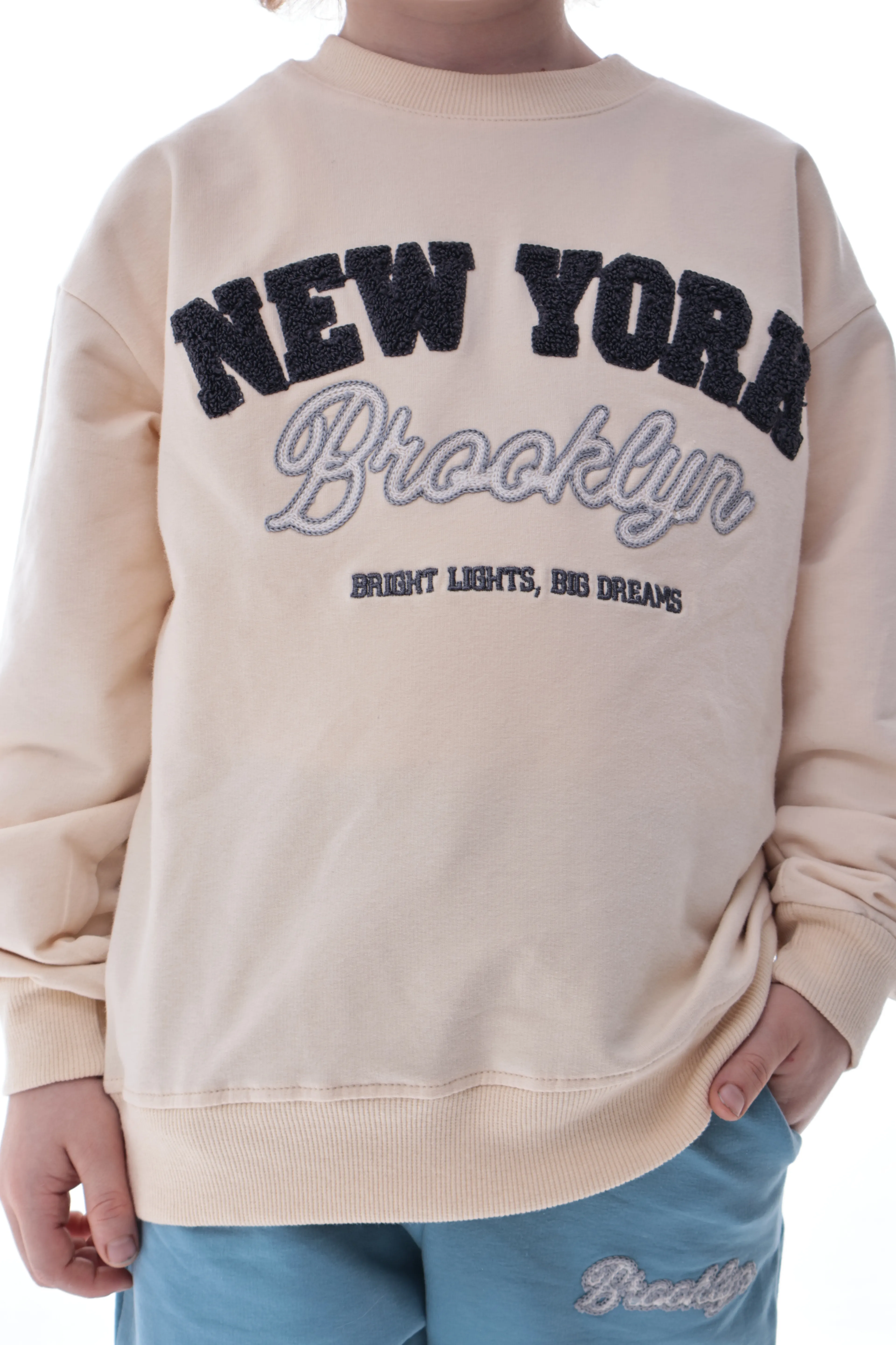 Erkek Çocuk New York Brooklyn Baskılı Eşofman Takımı – Rahat Kalıp, Yumuşak Kumaş, 2’li Sweat