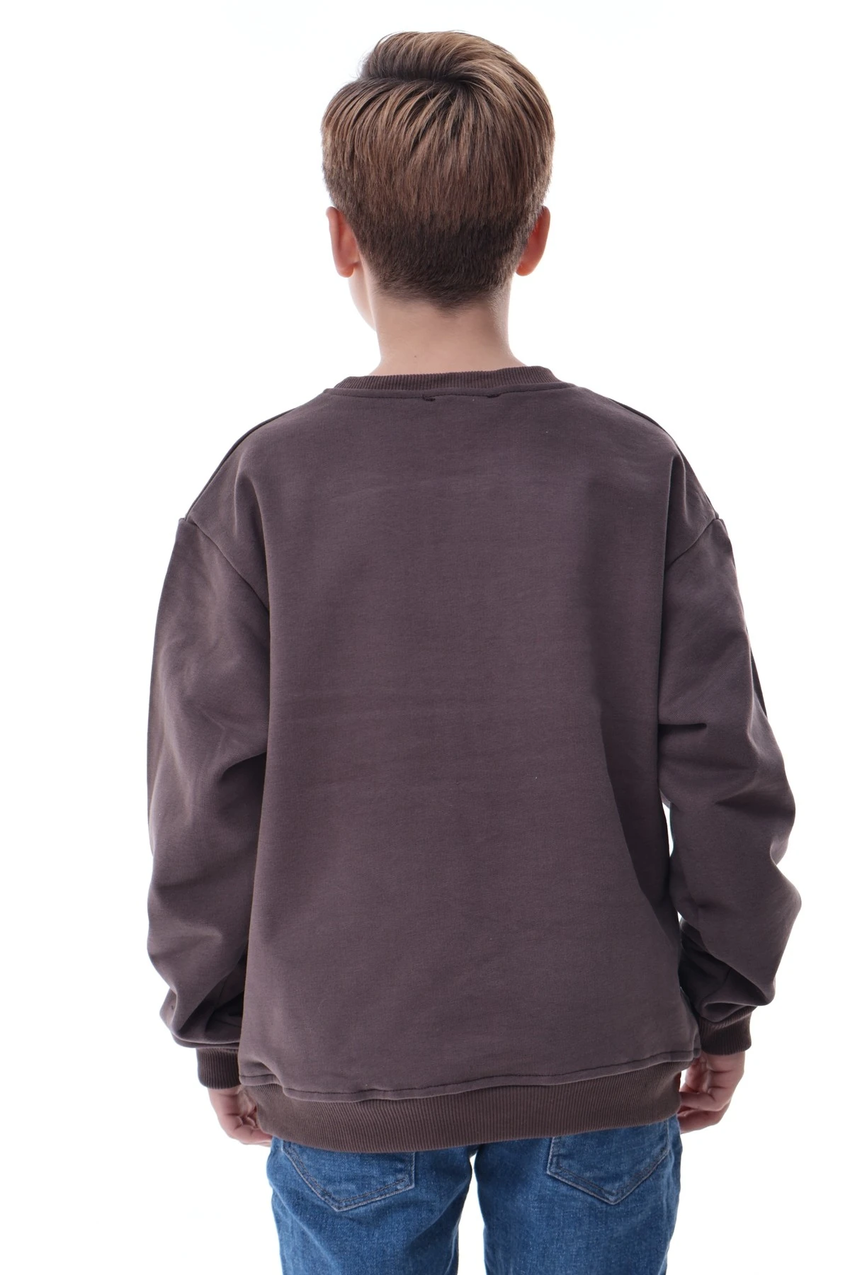 Kahverengi Erkek Çocuk Baskılı Sweatshirt