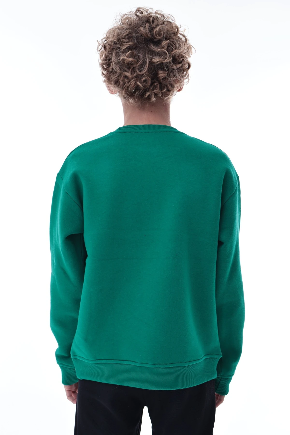 Yeşil Erkek Çocuk Sweat – Pamuklu Rahat Kalıp Basic Uzun Kollu