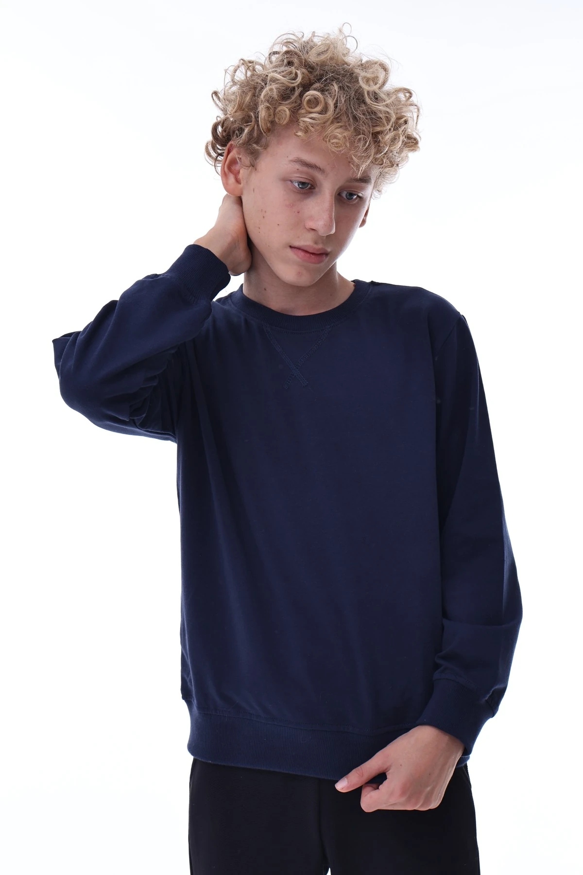 Lacivert Erkek Çocuk Sweatshirt – Pamuklu Rahat Kalıp Günlük Model
