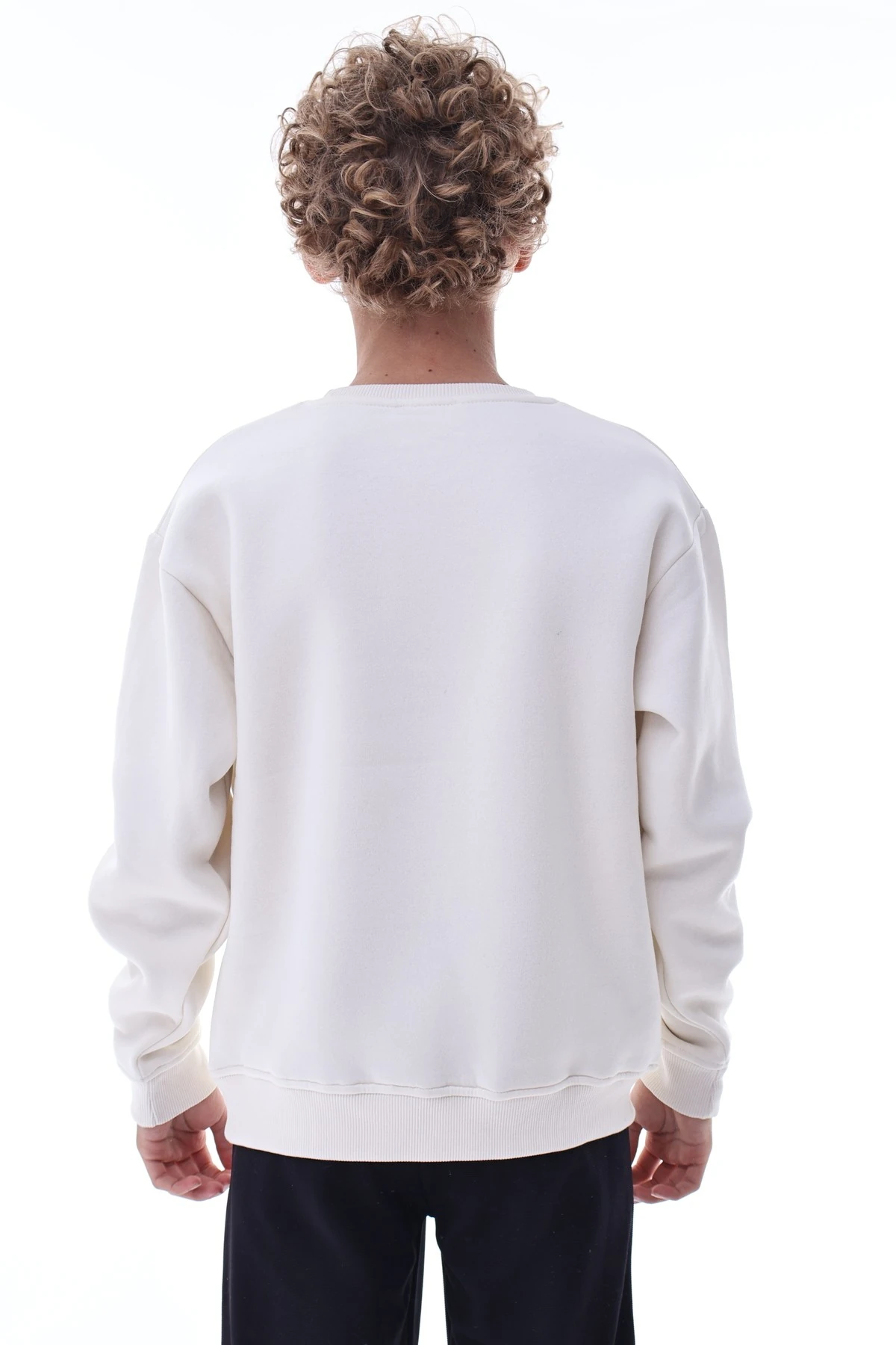 Ekru Erkek Çocuk Sweat – Pamuklu Rahat Kalıp Basic Uzun Kollu
