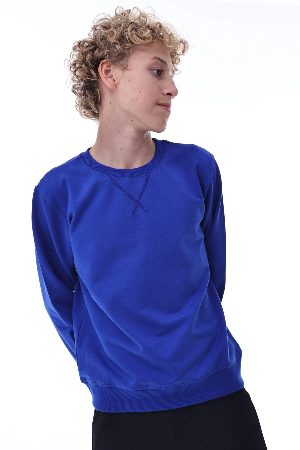 Mavi Erkek Çocuk Sweatshirt – Rahat Kalıp Pamuklu İki İplik Kumaş