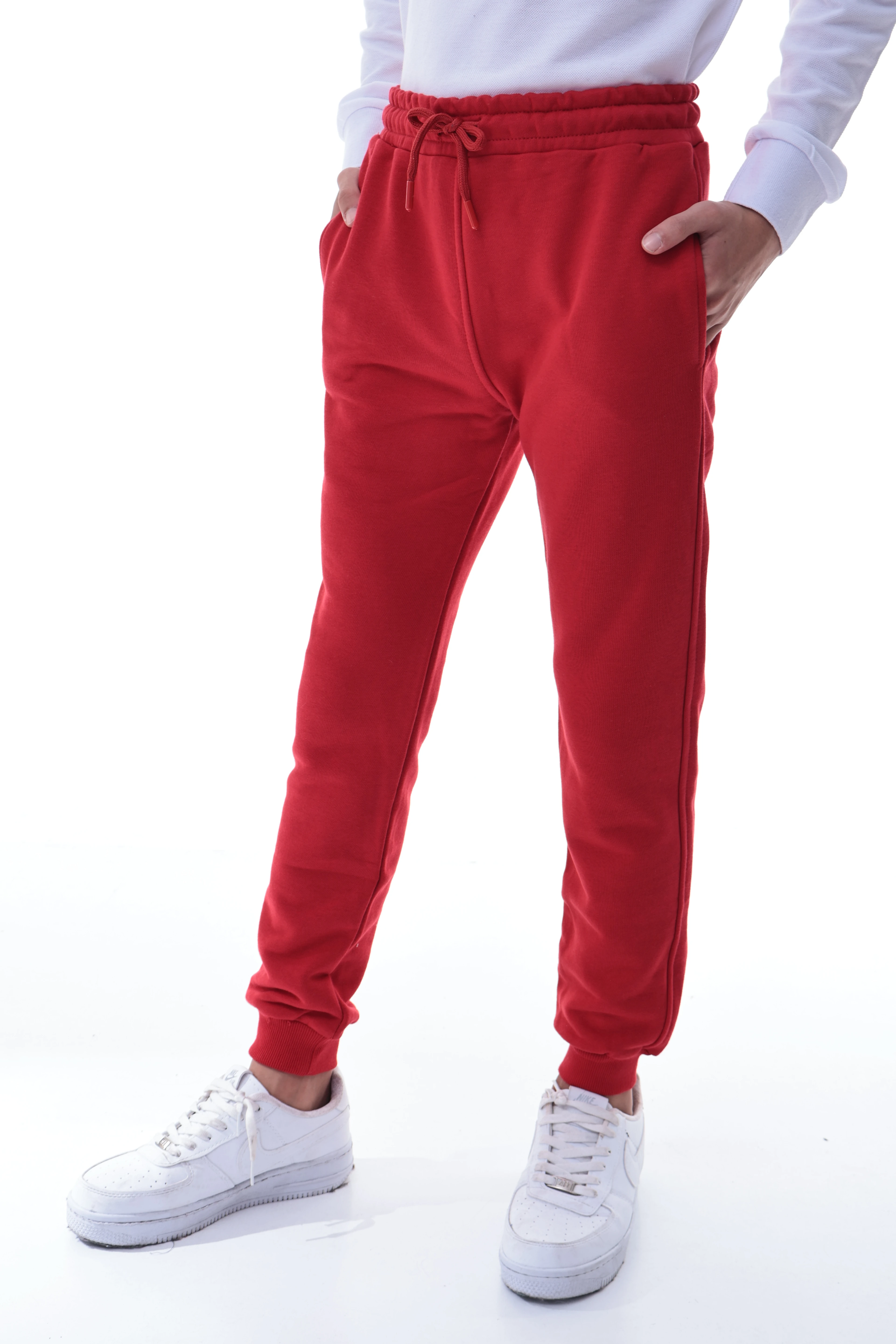 Erkek Çocuk %100 Pamuk Kırmızı Eşofman Altı – Esnek Rahat Kalıp Spor Pantolon