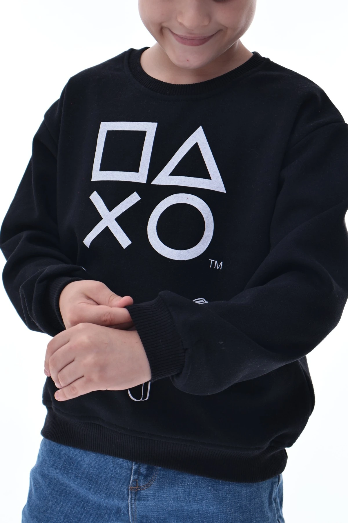 PlayStation Baskılı Çocuk Sweatshirt Siyah | Gamer Oyun Sever Sweat