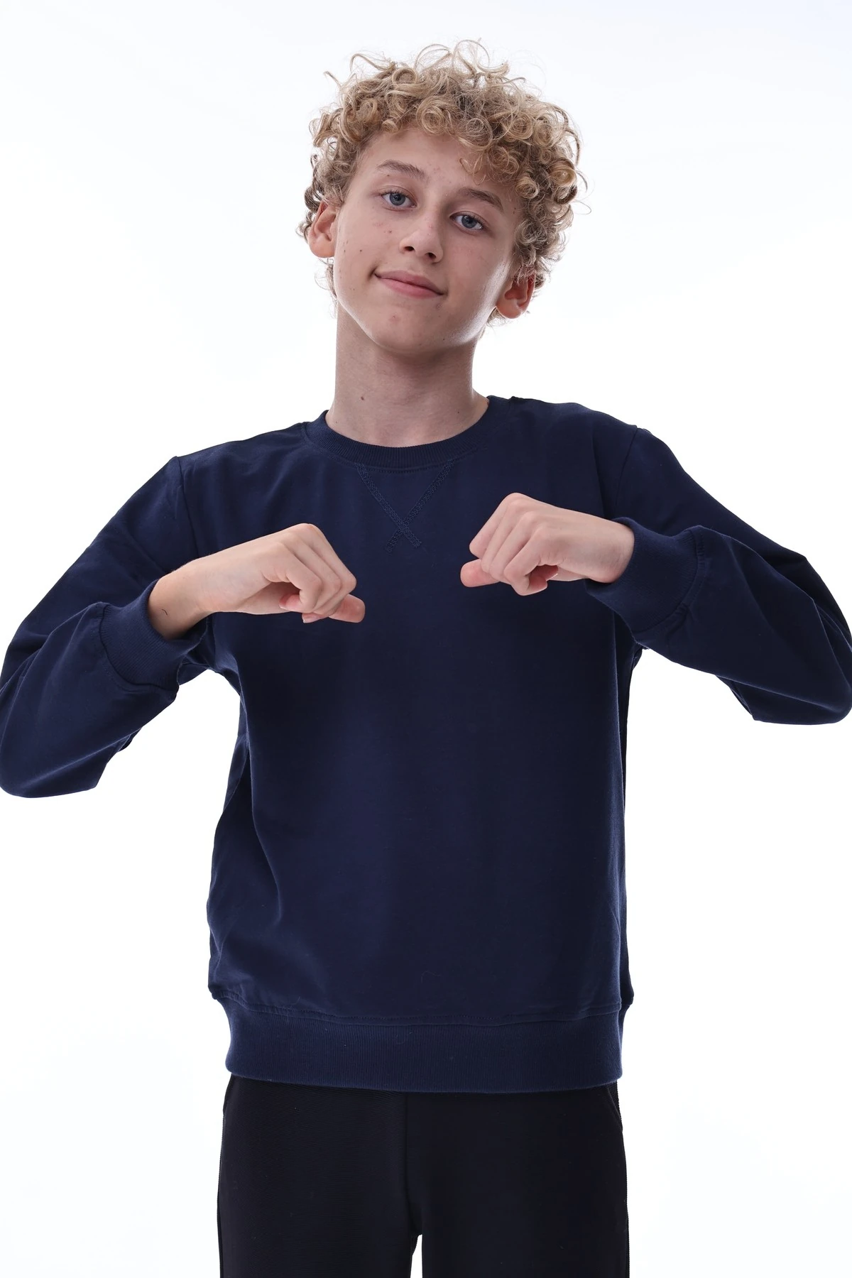 Lacivert Erkek Çocuk Sweatshirt – Pamuklu Rahat Kalıp Günlük Model