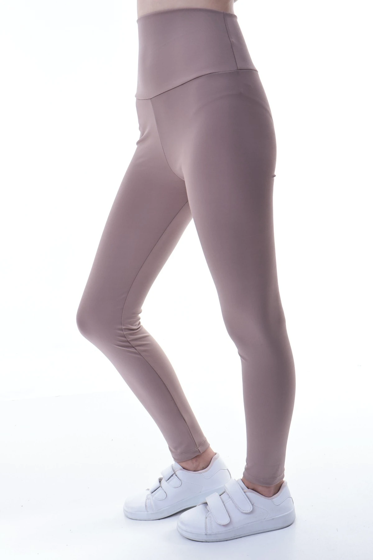 Kız Çocuk Bej Yüksek Bel Toparlayıcı Tayt – Esnek Likralı Spor Tayt 7-16 Yaş