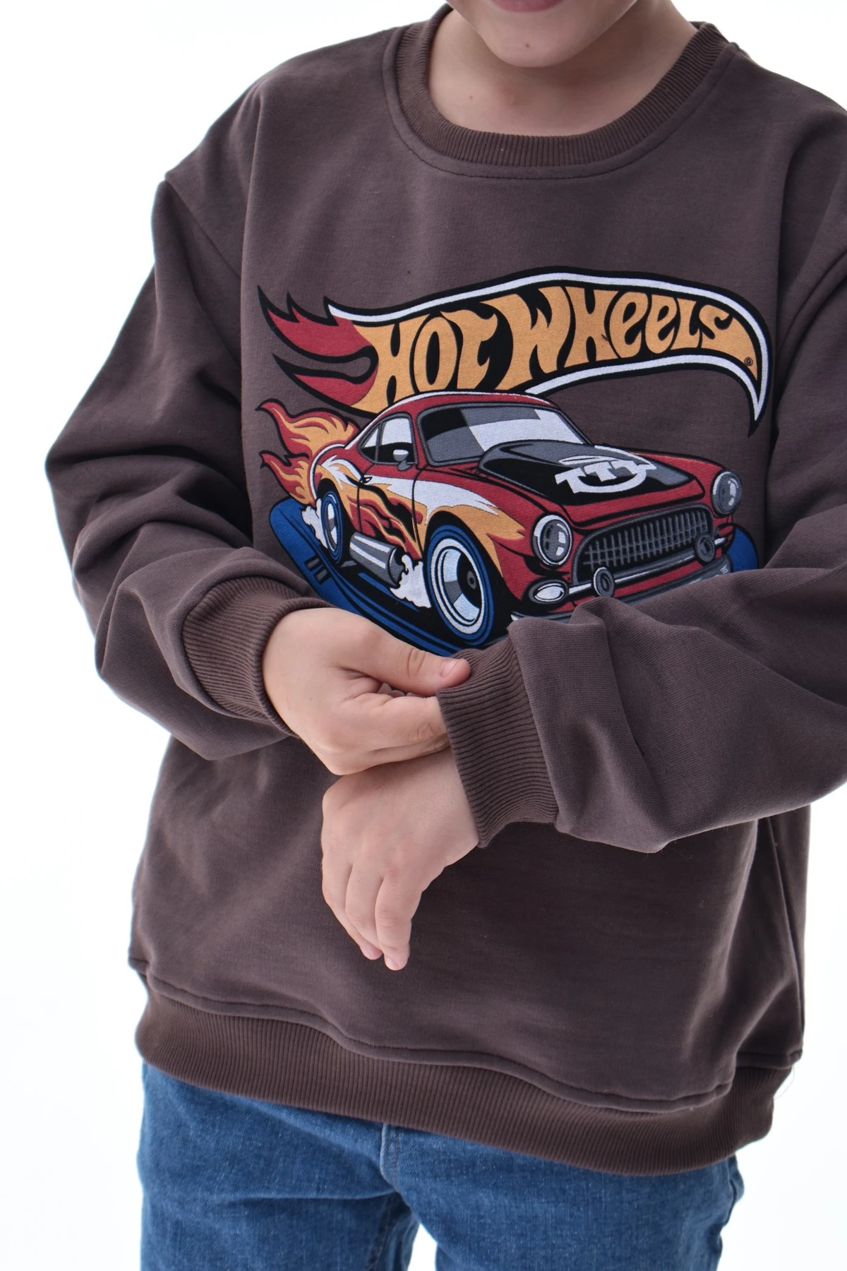 Kahverengi Erkek Çocuk Baskılı Sweatshirt