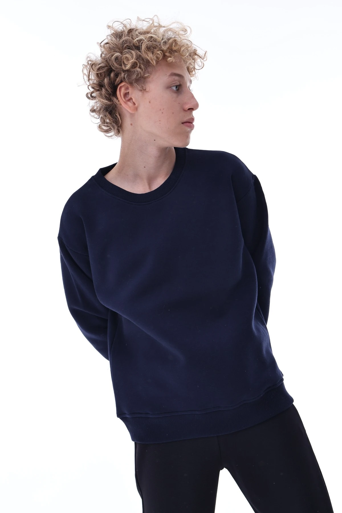 Lacivert Erkek Çocuk Sweat – Pamuklu Rahat Kalıp Basic Uzun Kollu