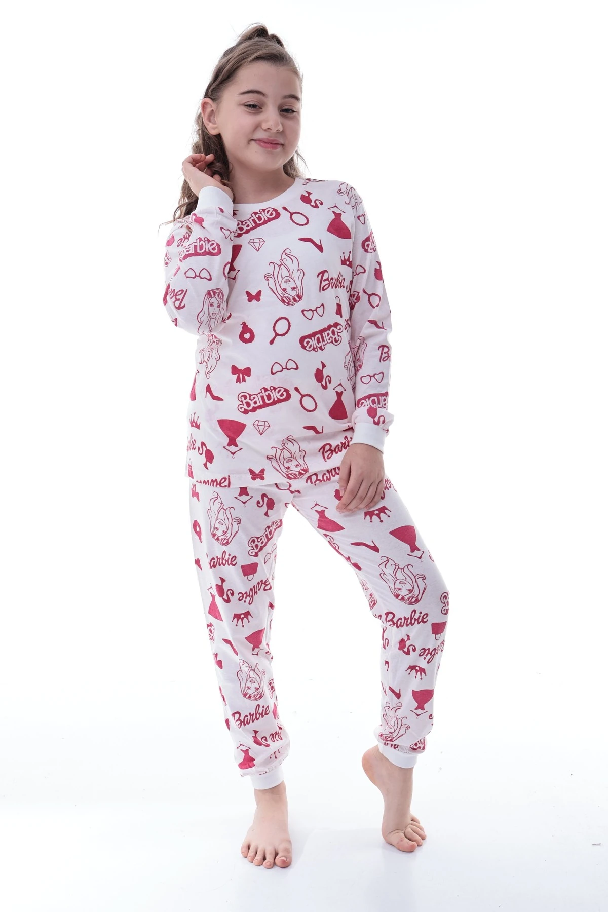 Kız Çocuk Baskılı Pamuklu Pijama Takımı – Rahat, Nefes Alan, Yumuşak Kumaşlı Uyku Takımı