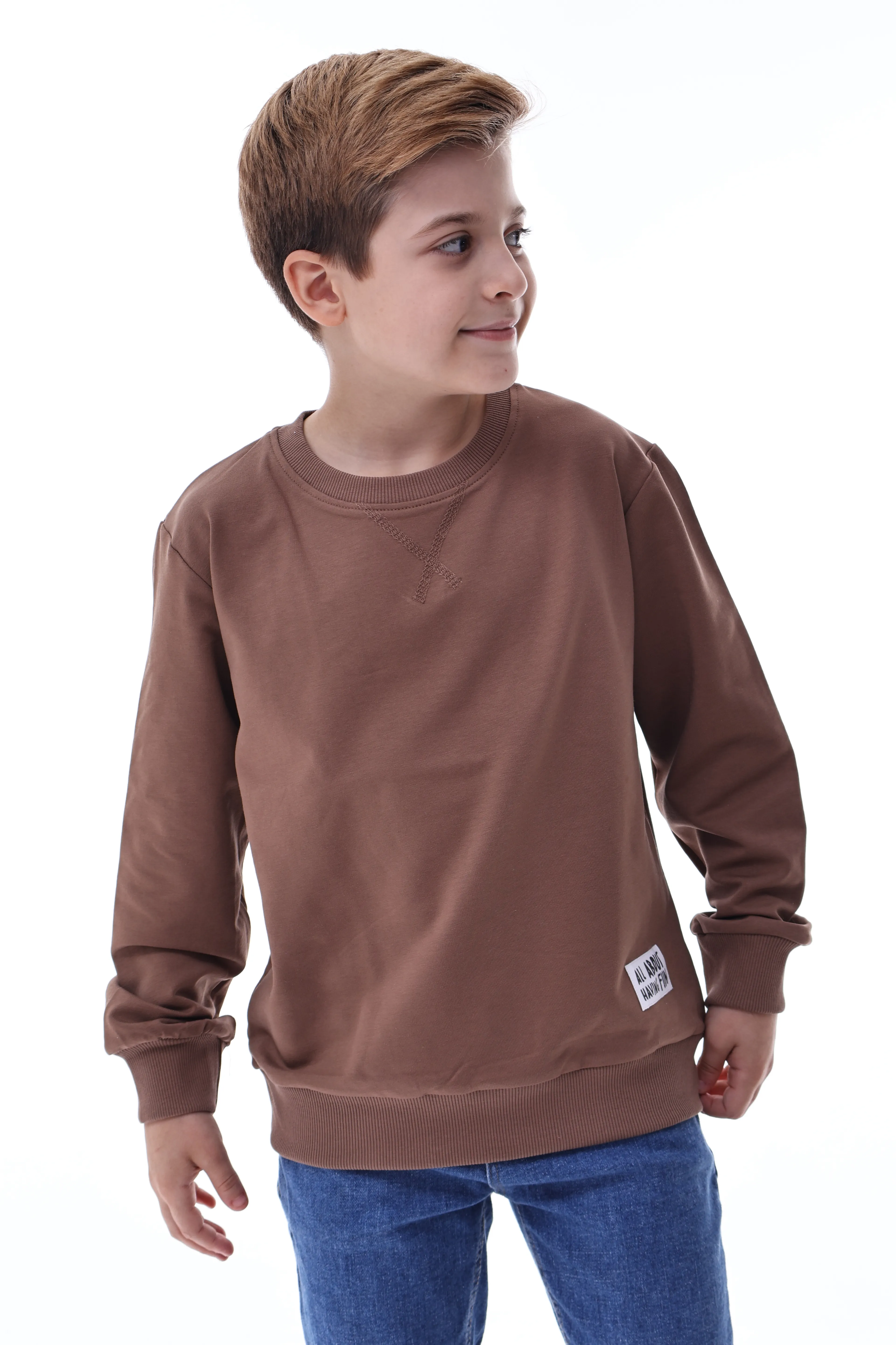 Basic Erkek Çocuk Sweatshirt Rahat Kalıp %100 Pamuk Günlük