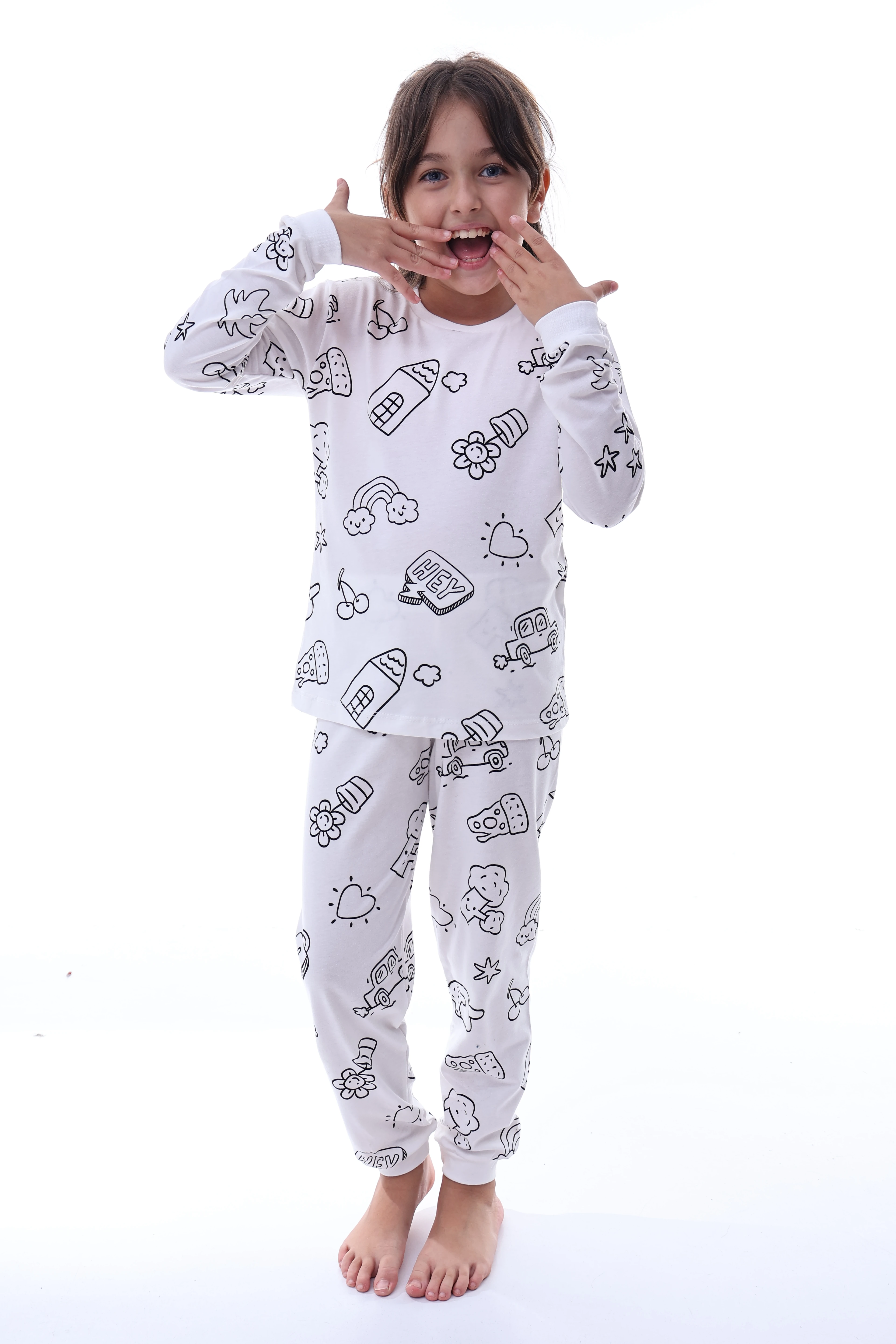 Boyanabilir Unisex Çocuk Pijama – Yıkanabilir Renkli Eğlenceli Ve Rahat Tasarım