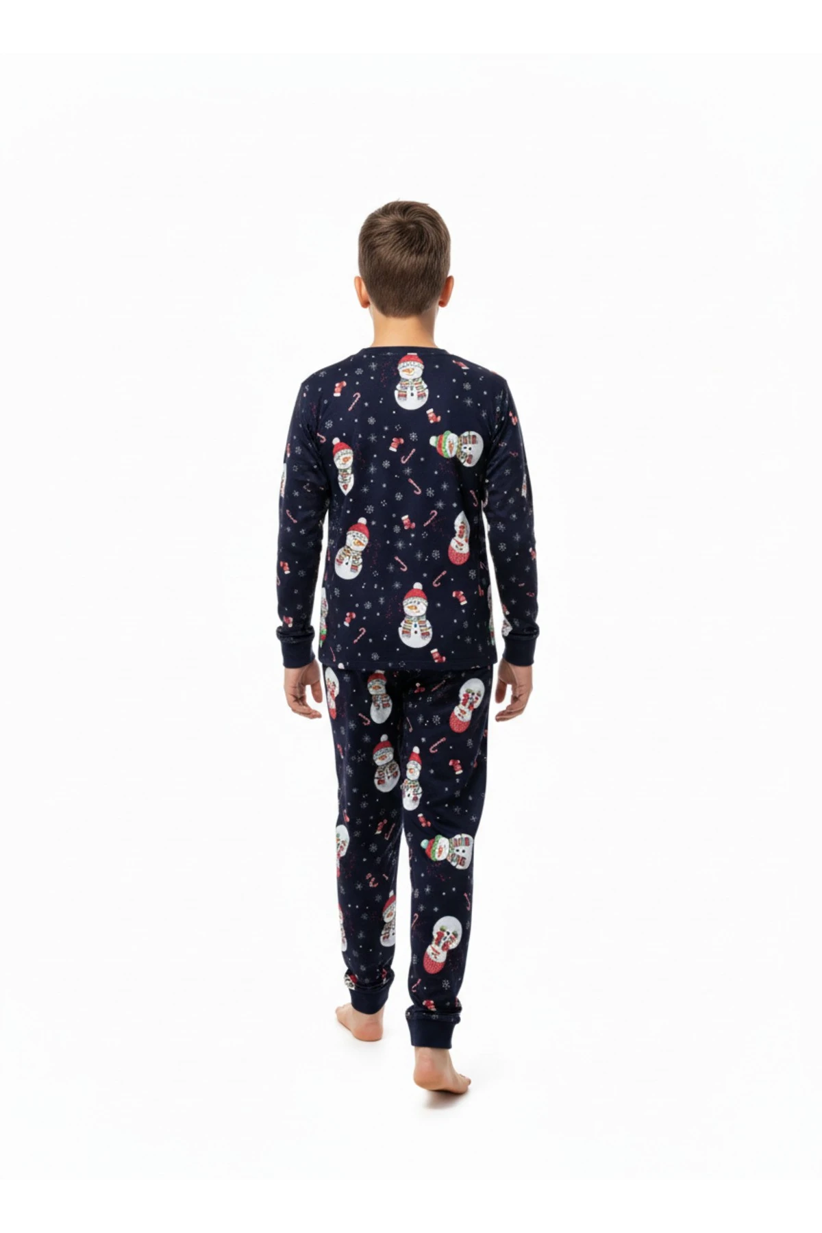 Erkek Çocuk Pamuklu Pijama Takımı – Noel Yılbaşı Desenli Yumuşak Kumaş %100 Pamuk