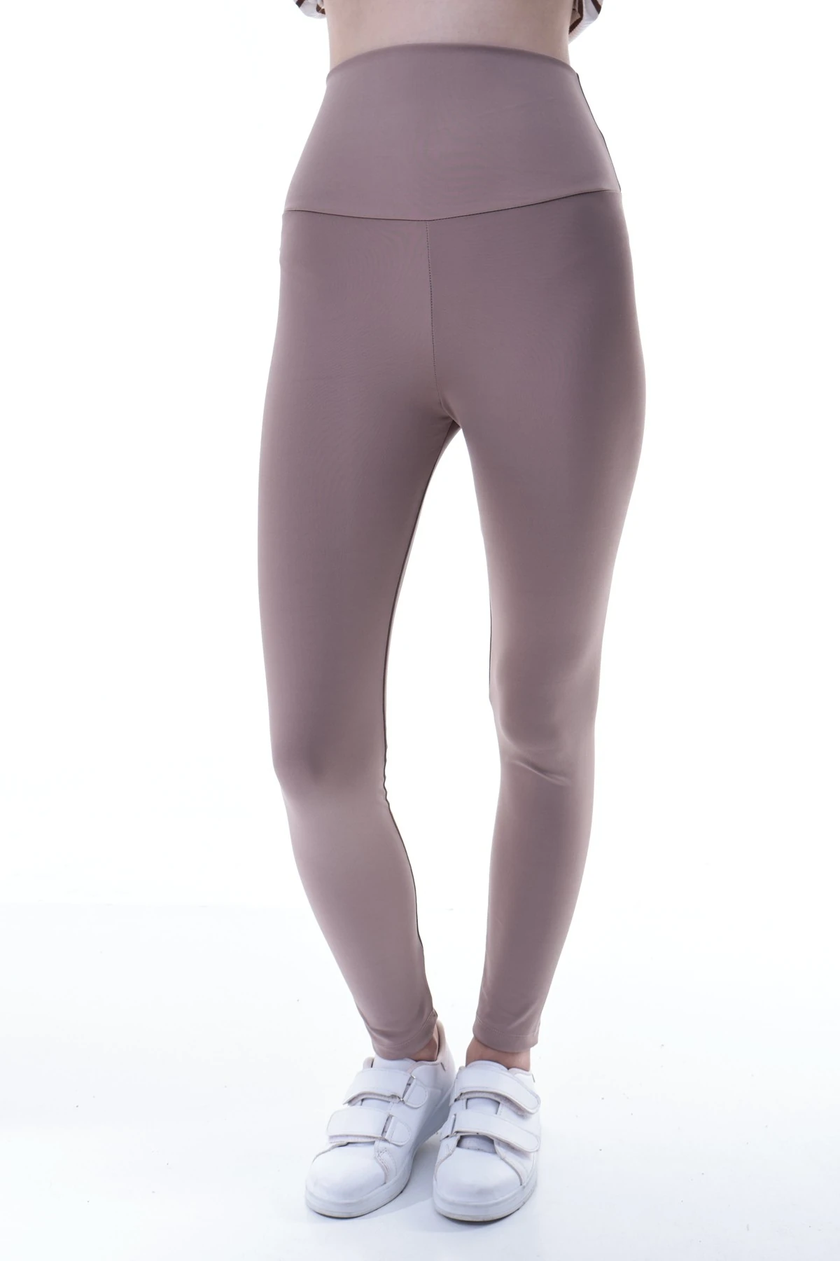 Kız Çocuk Bej Yüksek Bel Toparlayıcı Tayt – Esnek Likralı Spor Tayt 7-16 Yaş