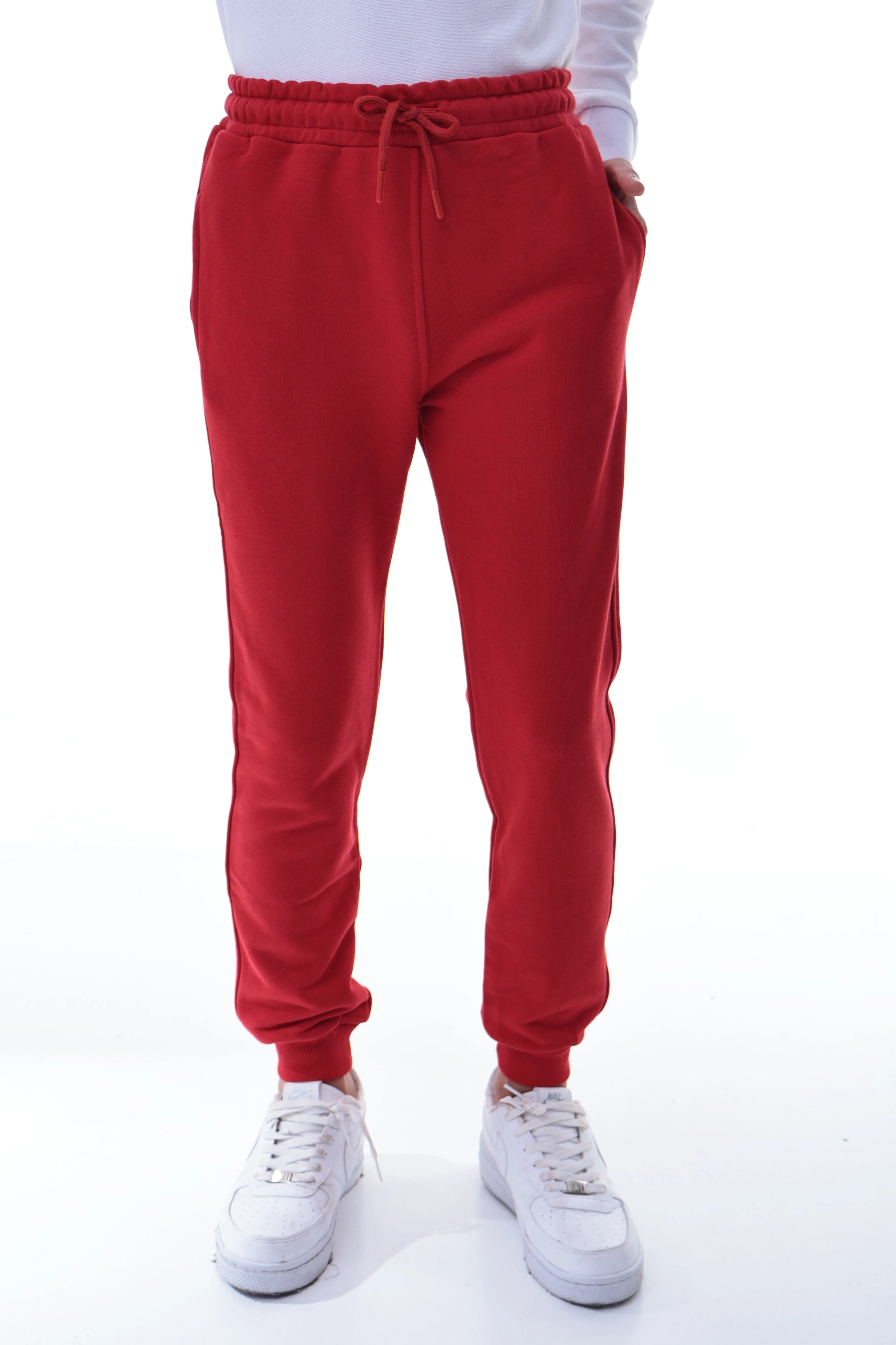 Erkek Çocuk %100 Pamuk Kırmızı Eşofman Altı – Esnek Rahat Kalıp Spor Pantolon