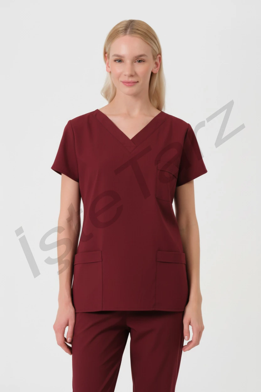 Kadın Doktor/Hemşire Forması Bordo