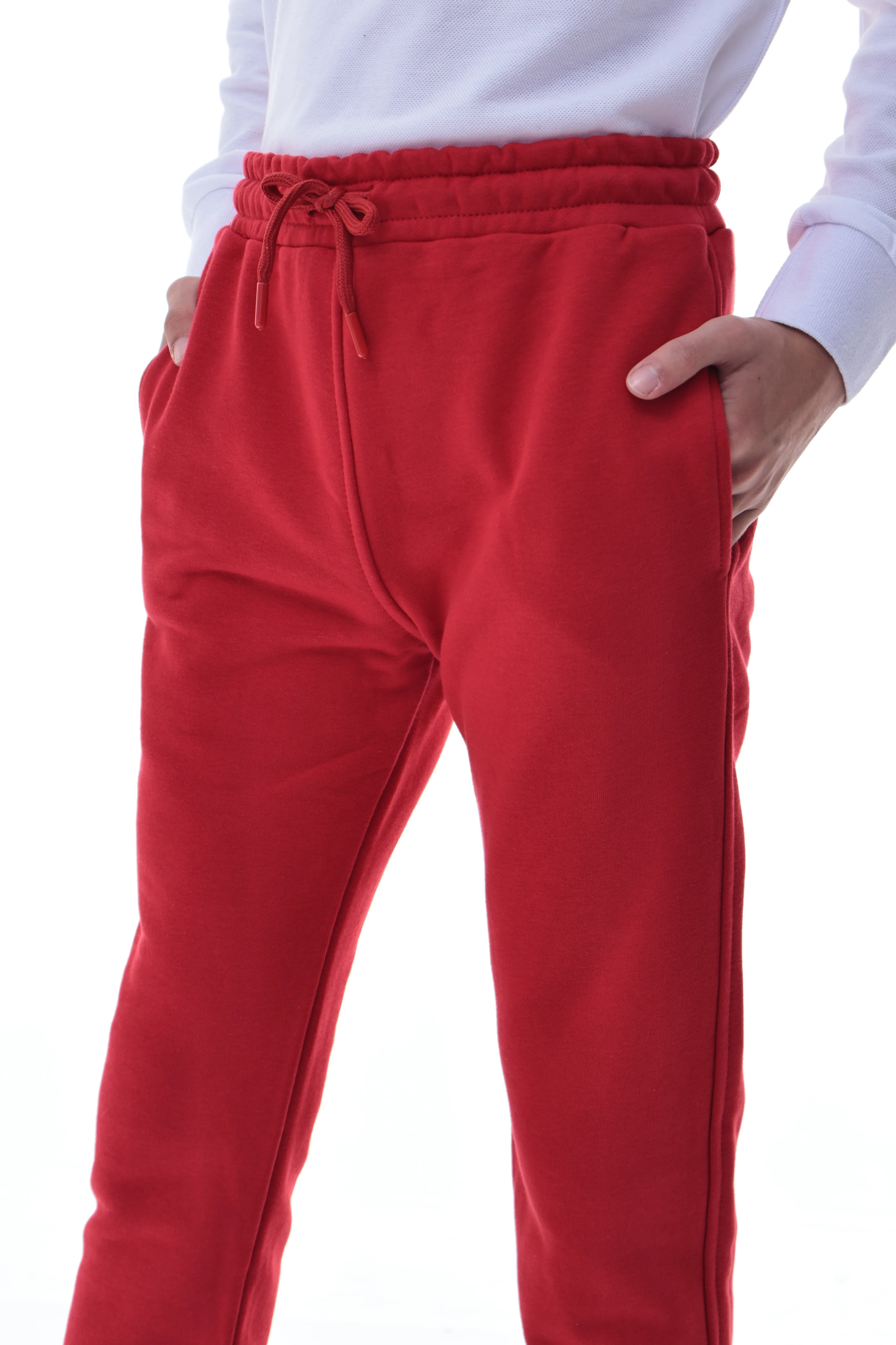 Erkek Çocuk %100 Pamuk Kırmızı Eşofman Altı – Esnek Rahat Kalıp Spor Pantolon
