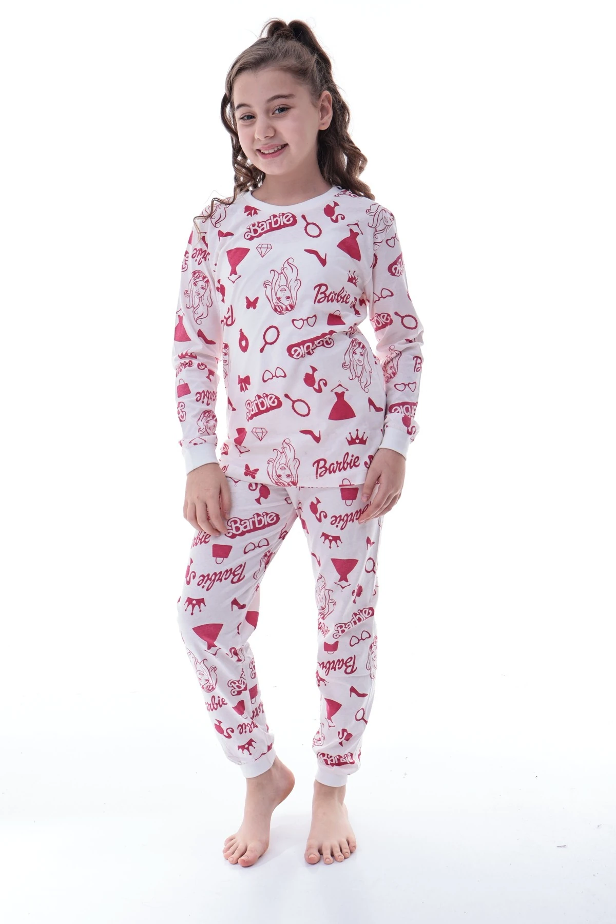 Kız Çocuk Baskılı Pamuklu Pijama Takımı – Rahat, Nefes Alan, Yumuşak Kumaşlı Uyku Takımı