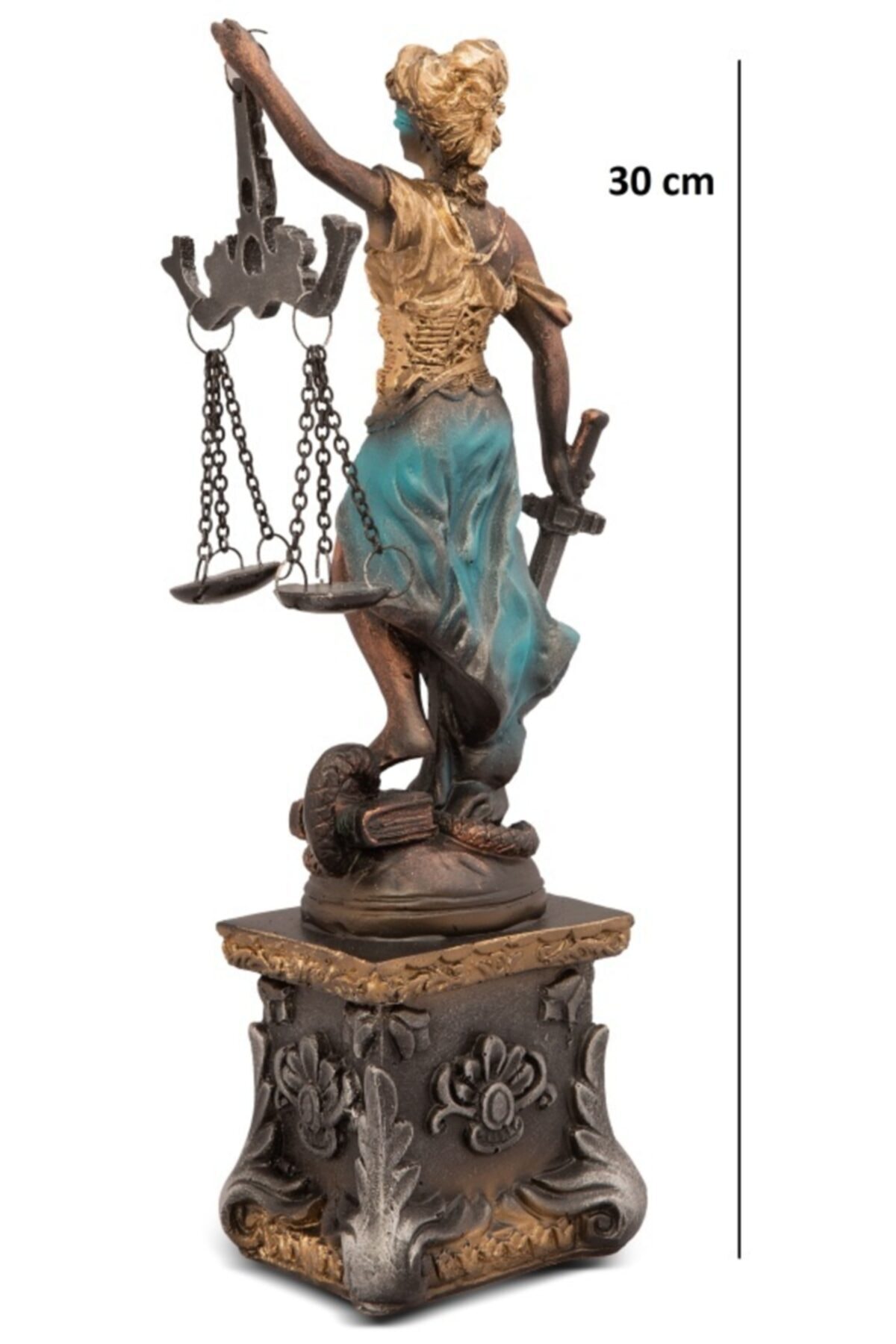 Adalet Terazisi 30 Cm Themis Gold Saat Orjinal Kalite