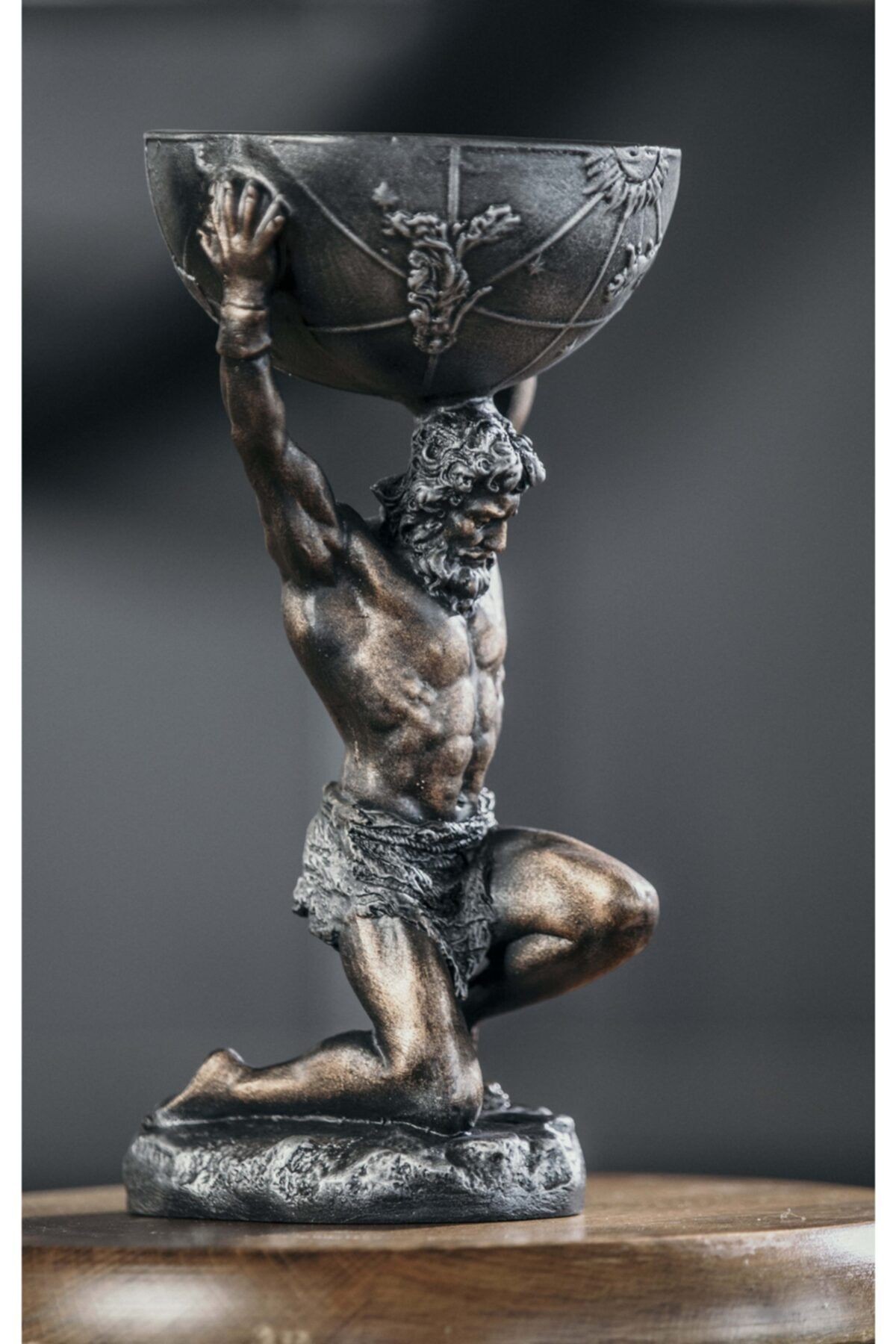 Atlas Heykeli Biblo Anahtarlık (özel Tasarım ) Büyük Boy Bronz-bakır