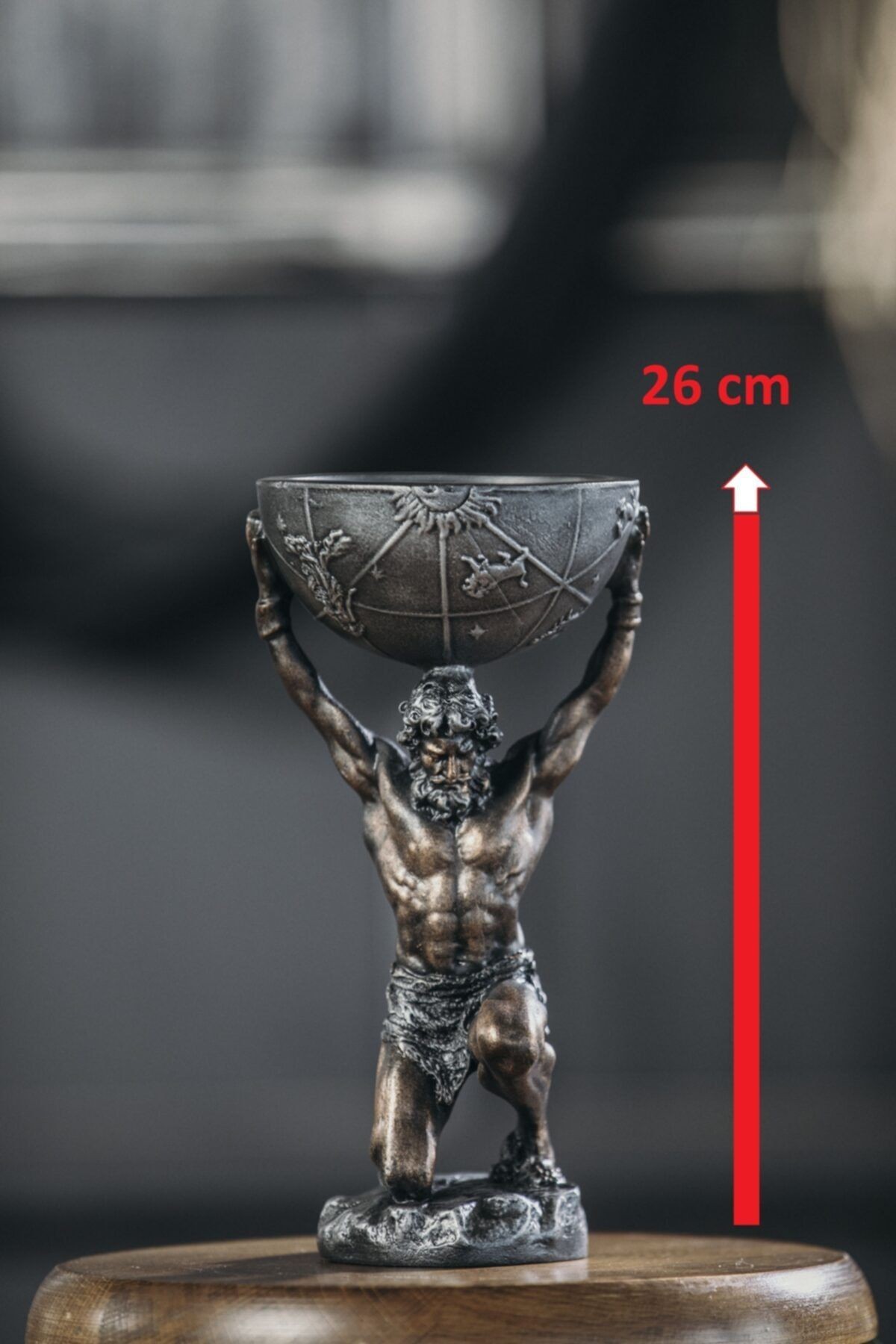Atlas Heykeli Biblo Anahtarlık (özel Tasarım ) Büyük Boy Bronz-bakır
