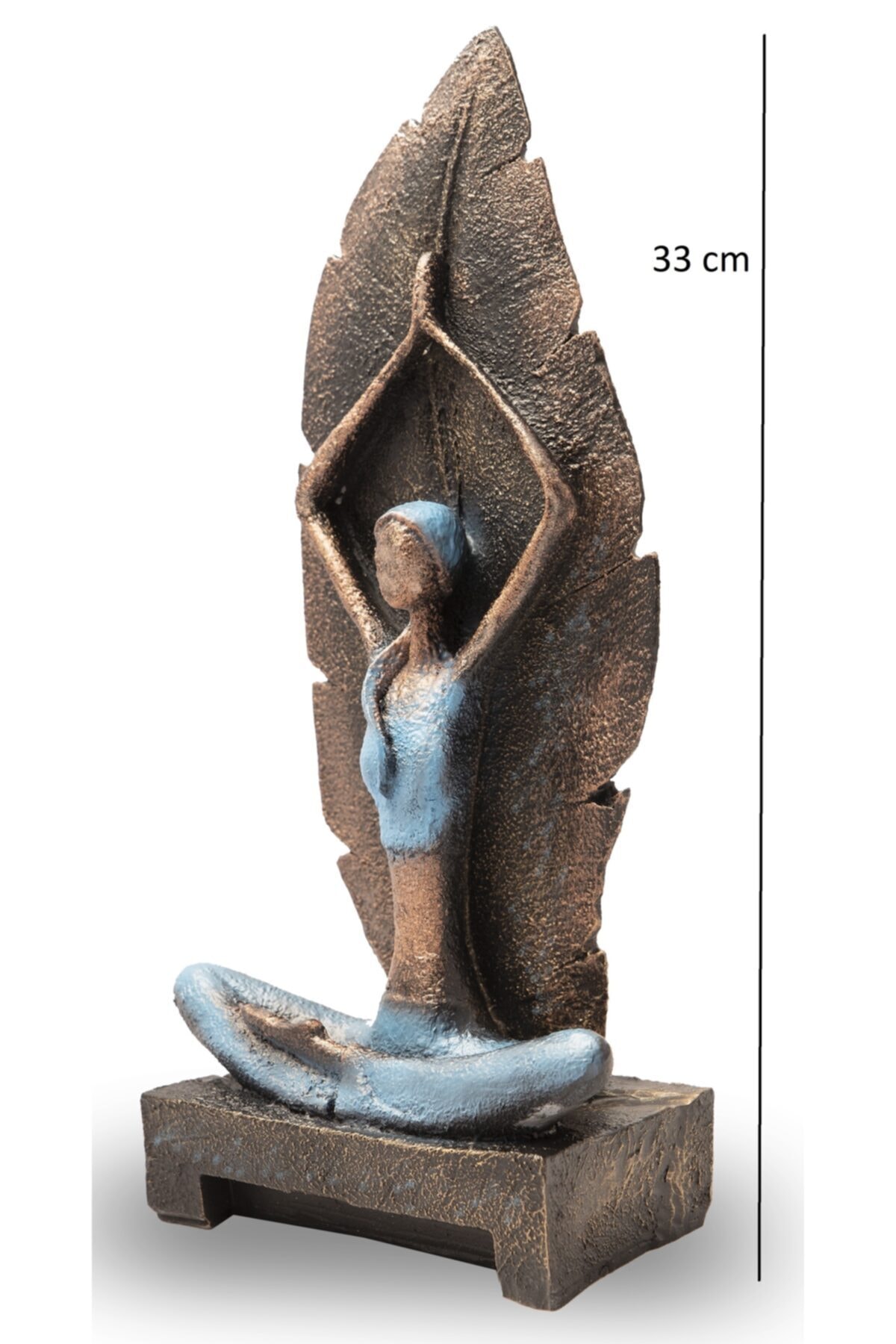 Yoga Yapan Kadın Büyük Boy Yapraklı Mavi