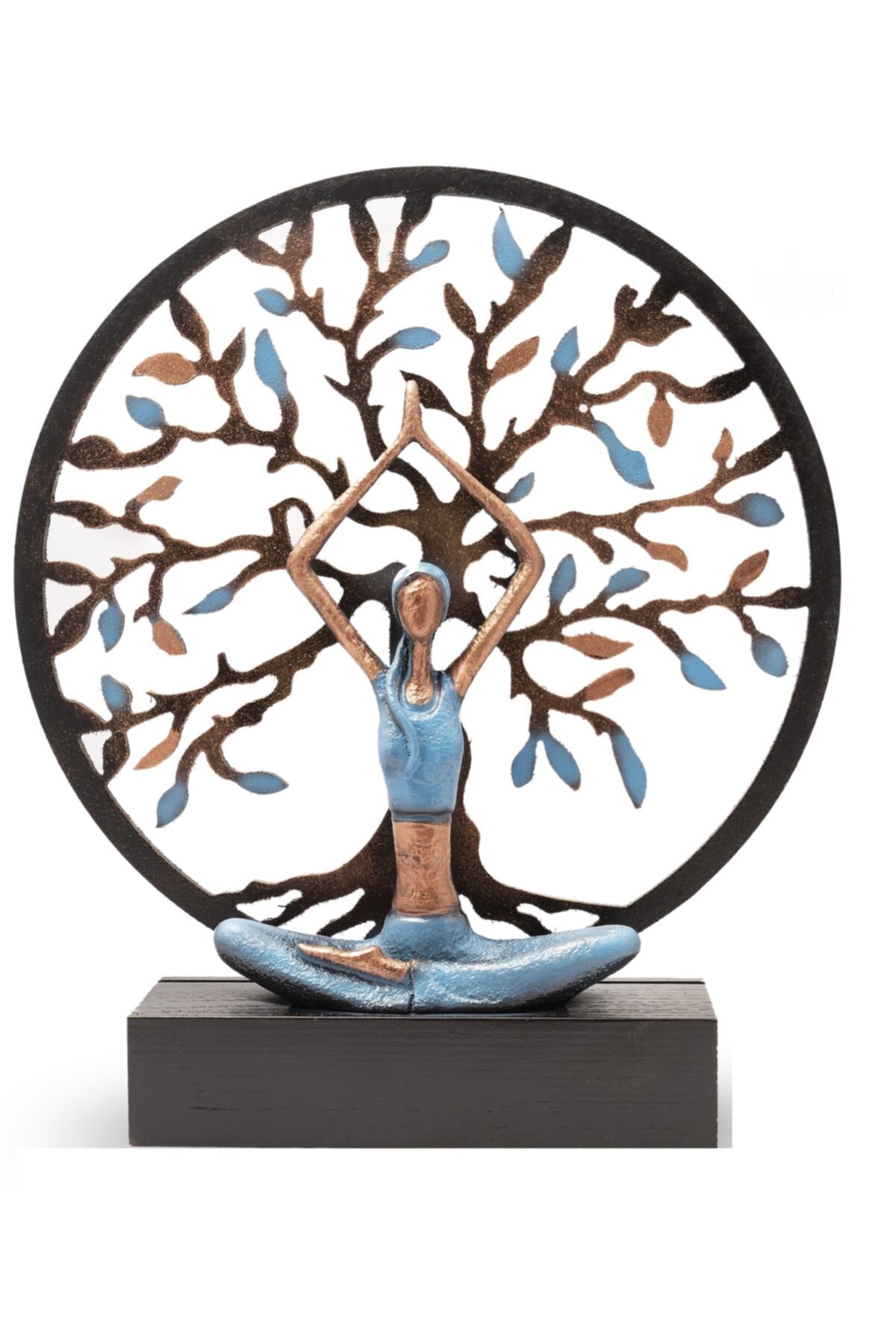 Yoga Yapan Kadın Mavi Büyük Hayat Ağacı