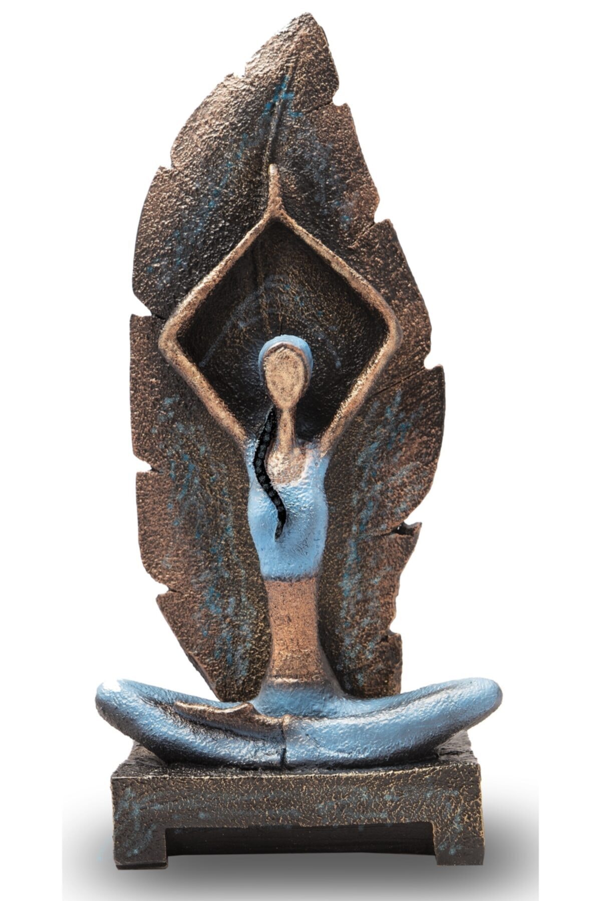 Yoga Yapan Kadın Büyük Boy Yapraklı Mavi