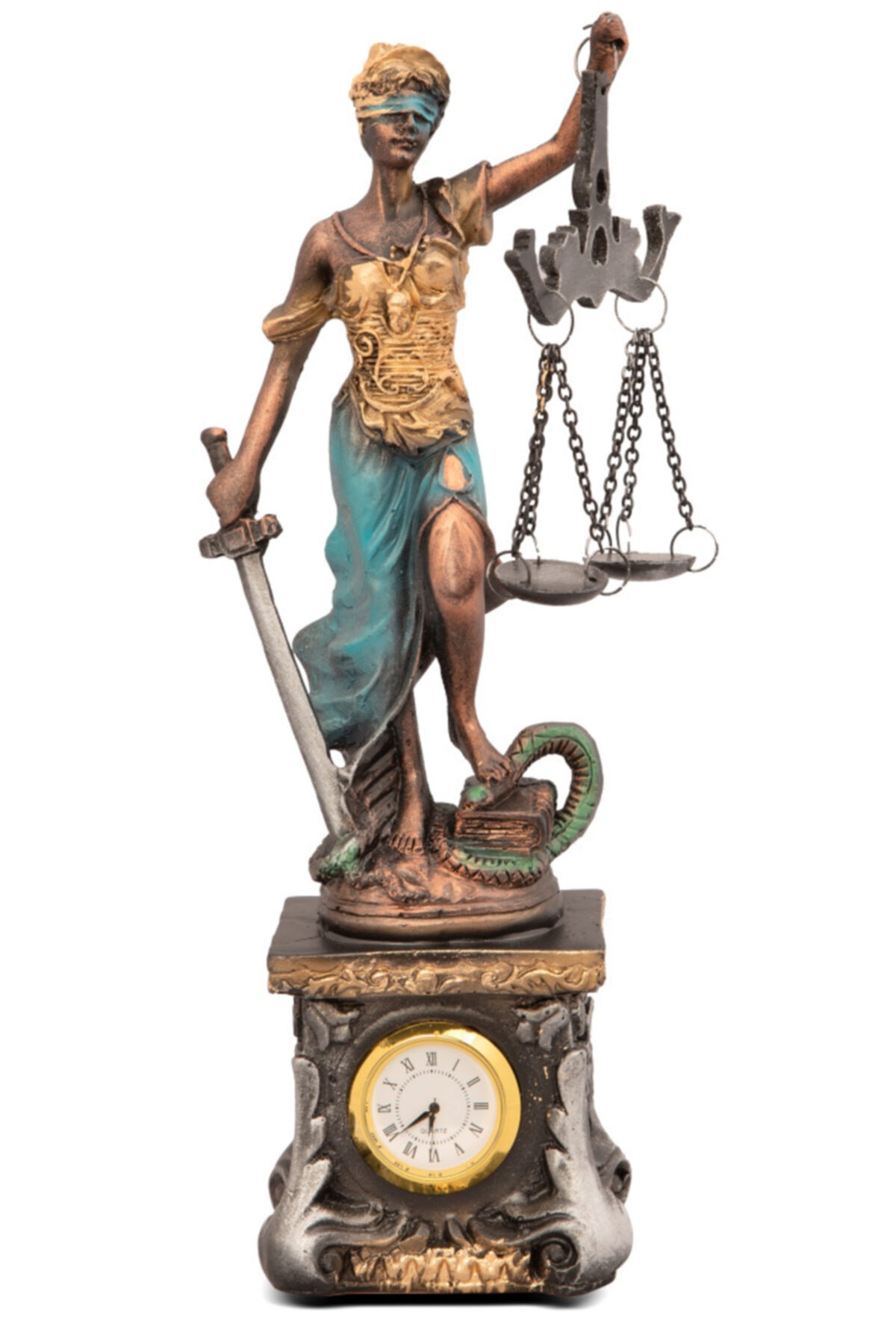Adalet Terazisi 30 Cm Themis Gold Saat Orjinal Kalite