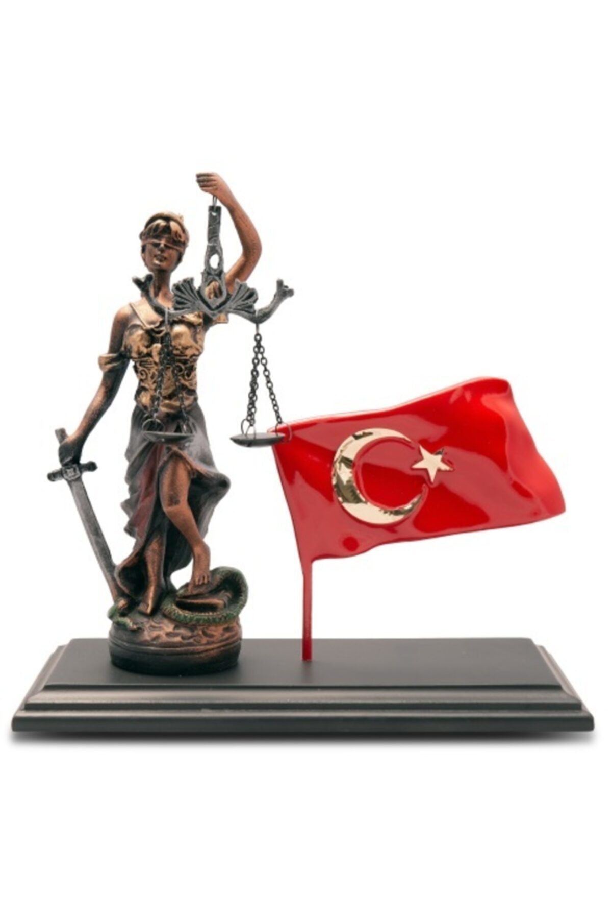 Adalet Heykeli Türk Bayrağı Hediyelik Biblo