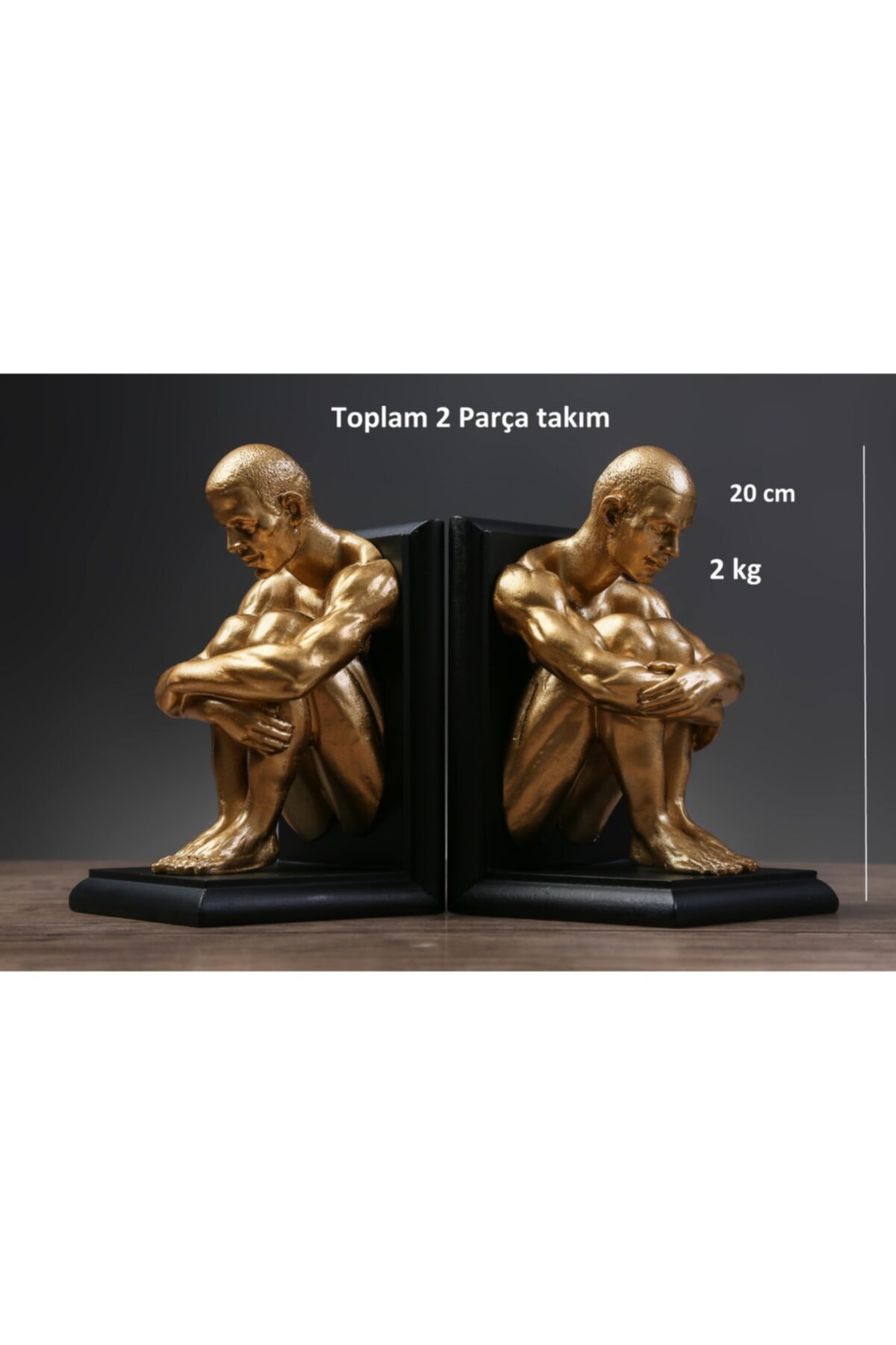 Özel Tasarım Insancık Figürlü Gold Eskitme Kitap Tutucu