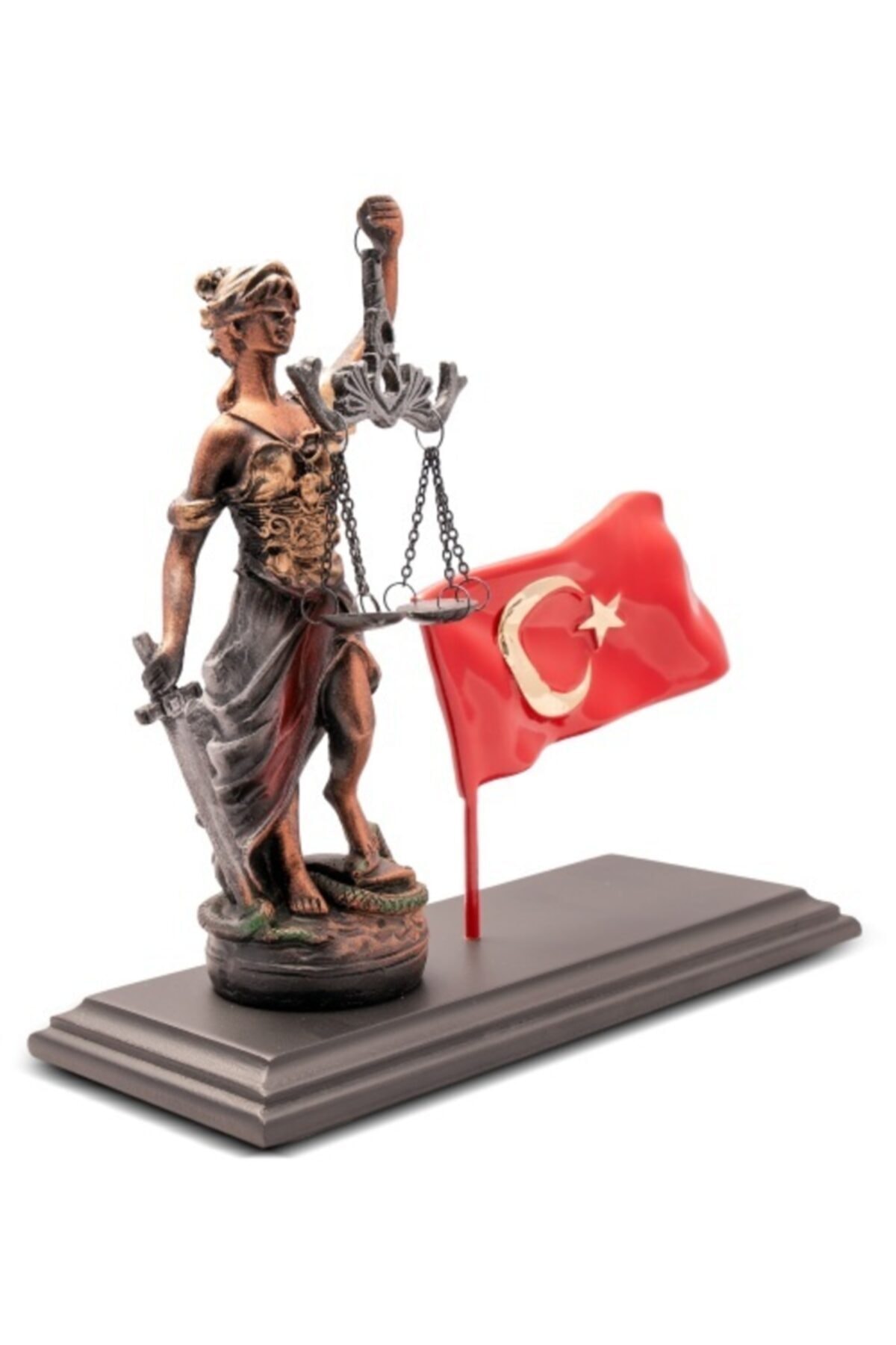 Adalet Heykeli Türk Bayrağı Hediyelik Biblo