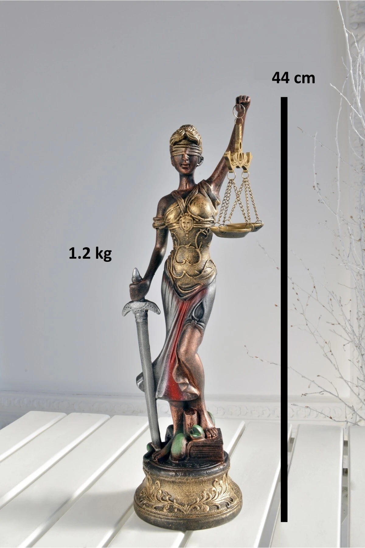 Gerçek Kalite Büyük Adalet Heykeli 44 Cm (themis) Terazi Biblo