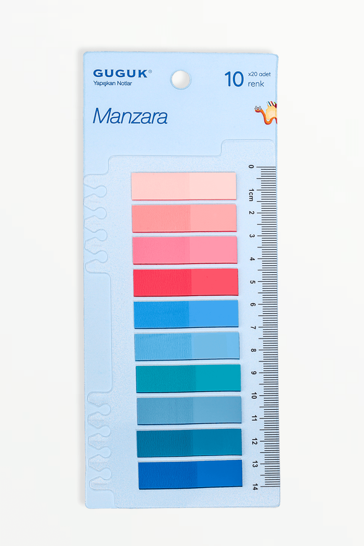 Manzara 10 Renkli Cetvelli Şeffaf Pet Index • Index Sticker • Post-it • Sticky Note (GGK-P023)