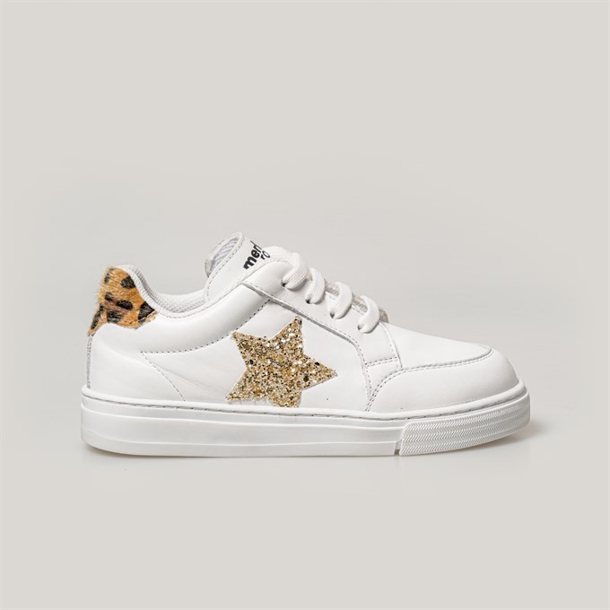 Merli&Rose Star Çocuk Sneaker | Beyaz-Leopar-Gold