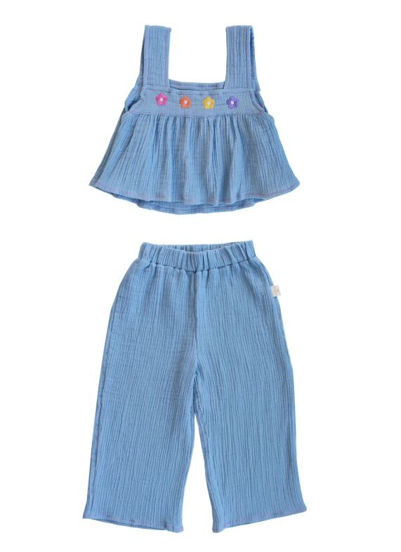 Flouncy Müslin Crop Set - Sky Blue