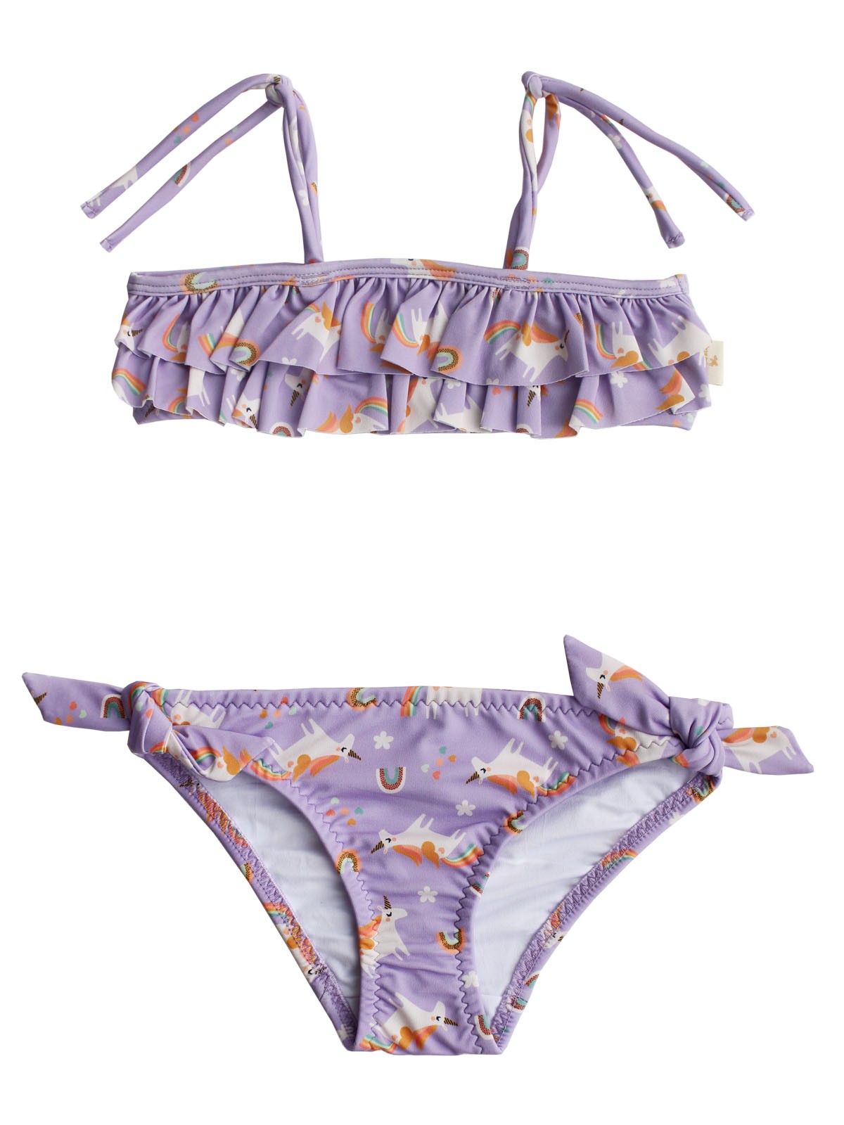 UV Korumalı Fırfırlı Rainbow Unicorn Bikini Set