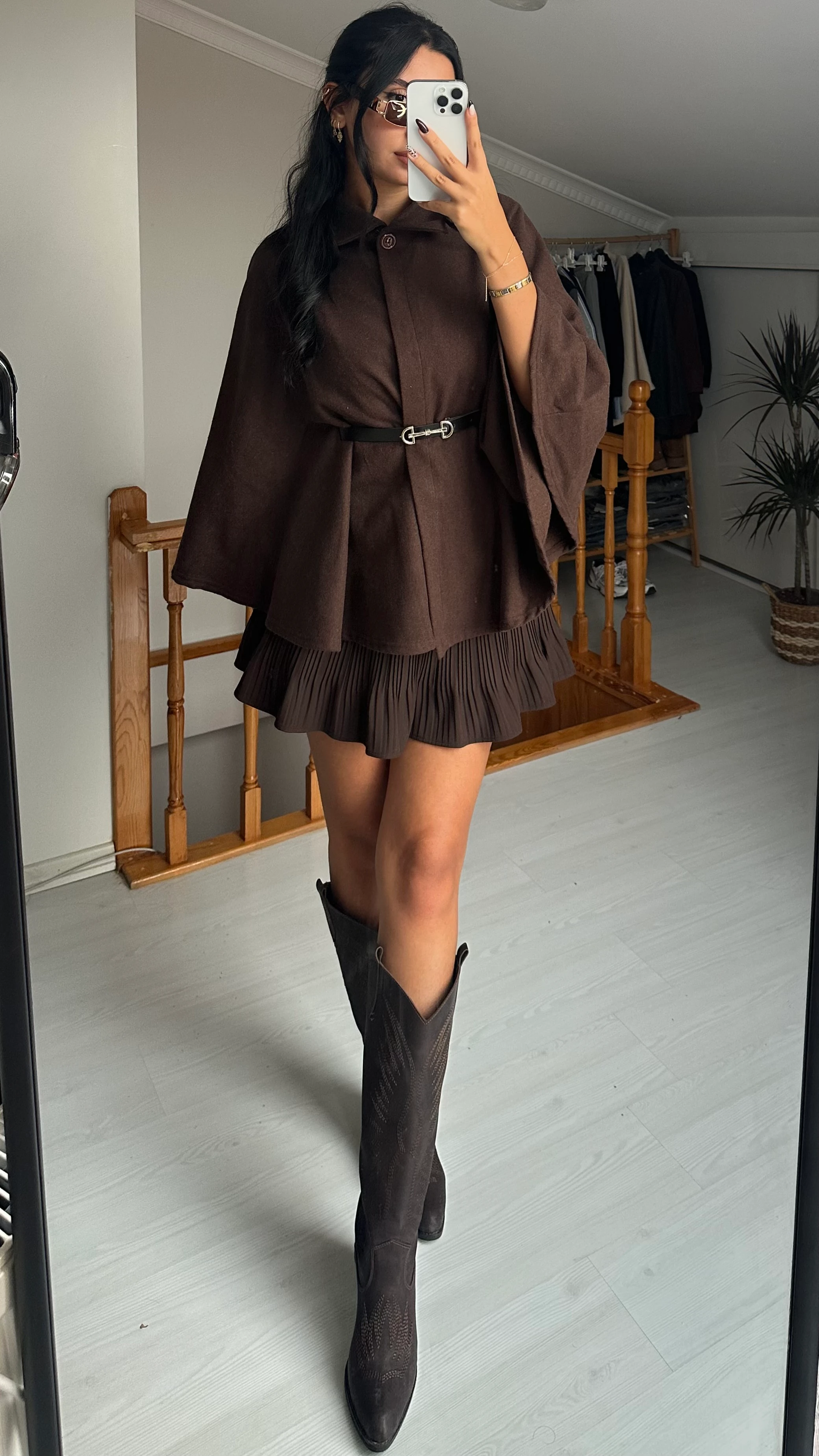 KEMERLİ KAHVERENGİ PANÇO PTR0275