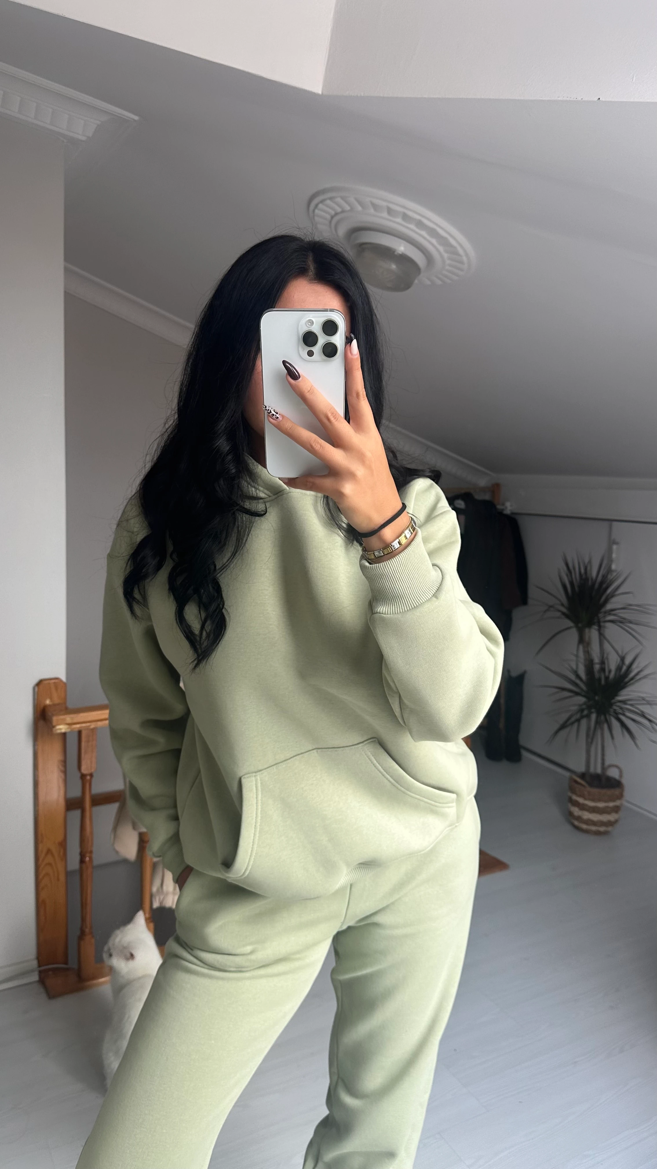 KAPŞONLU YEŞİL EŞOFMAN TAKIMI PTR02752