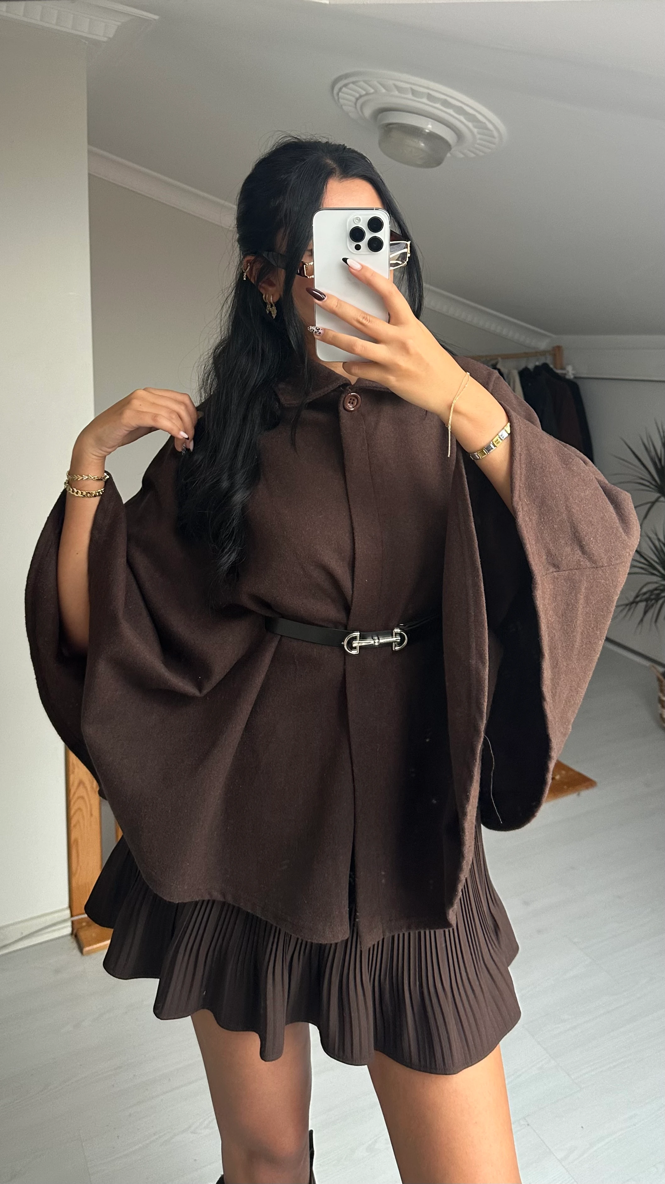 KEMERLİ KAHVERENGİ PANÇO PTR0275