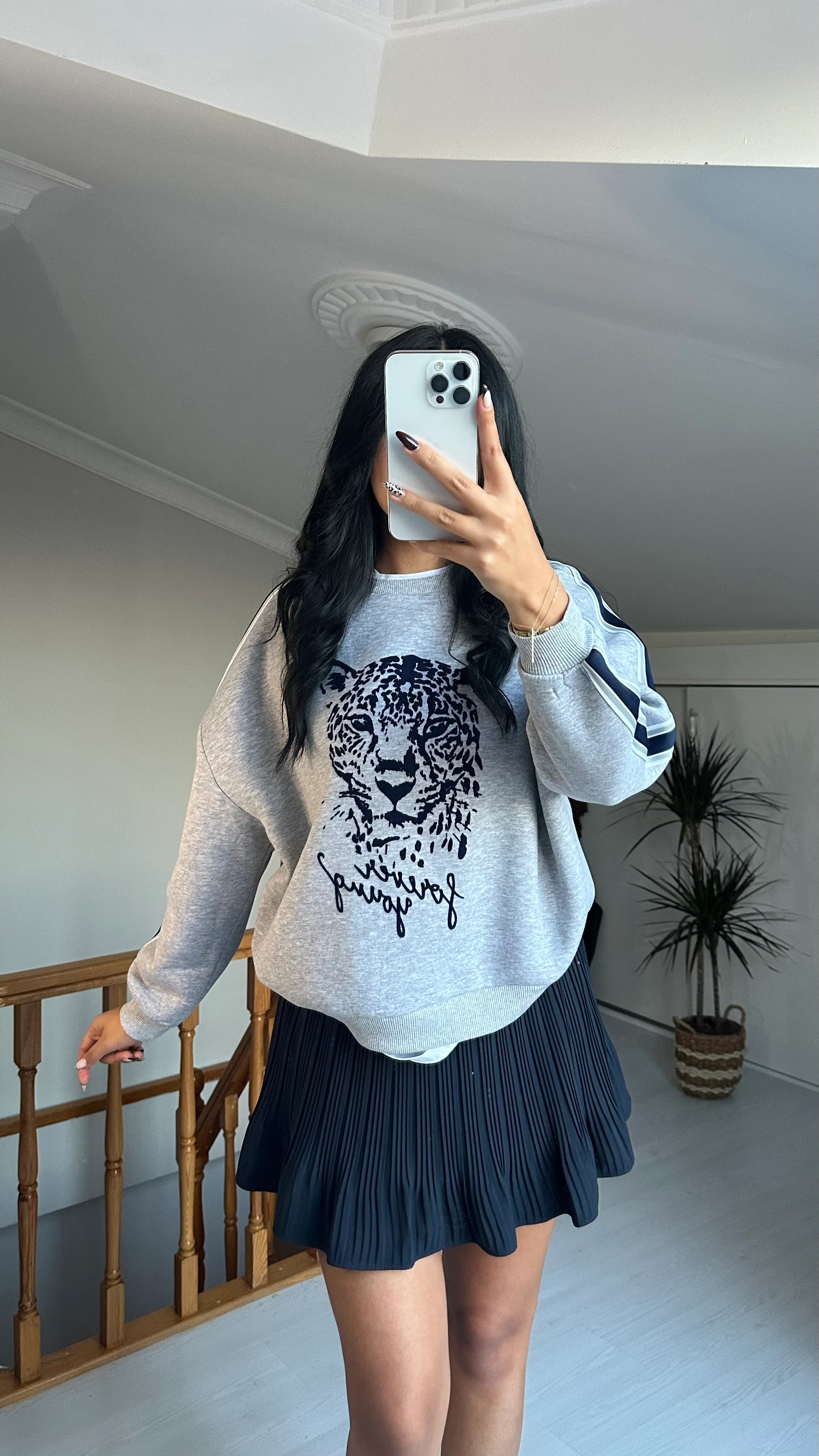 KAPLAN BASKILI T-SHIRT DETAYLI ŞARDONLU SWEATSHIRT 26KSWT01335