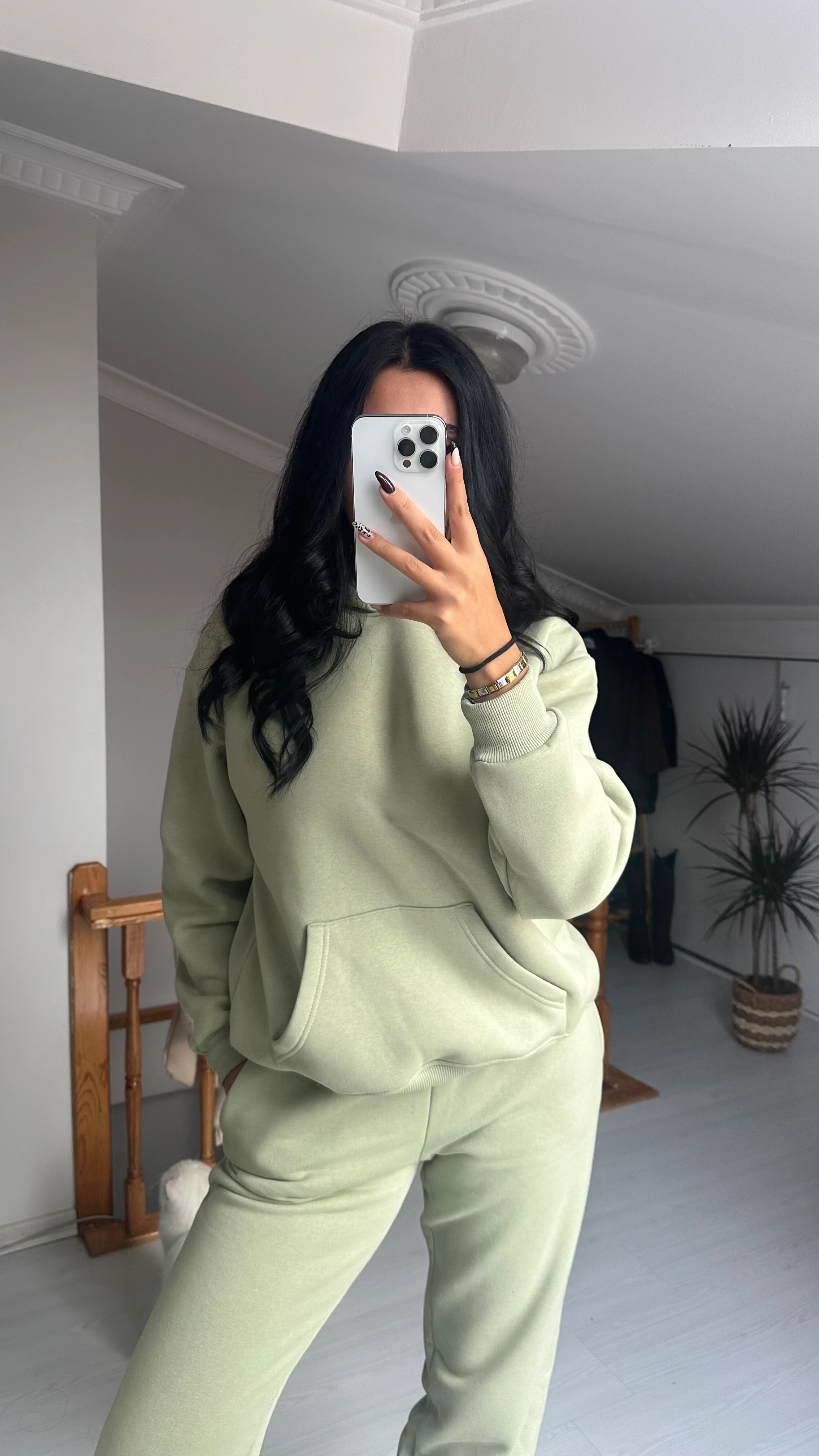 KAPŞONLU YEŞİL EŞOFMAN TAKIMI PTR02752