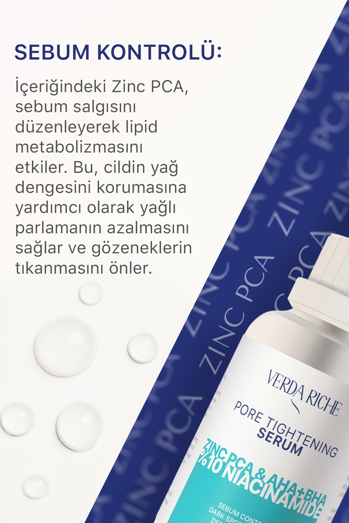 Sebum Kontrol, Gözenek Sıkılaştırıcı, Siyah Nokta Karşıtı AHA+BHA Cilt Bakım Serumu