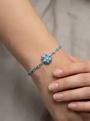 Açık Mavi Taşlı Çiçek Bileklik 1