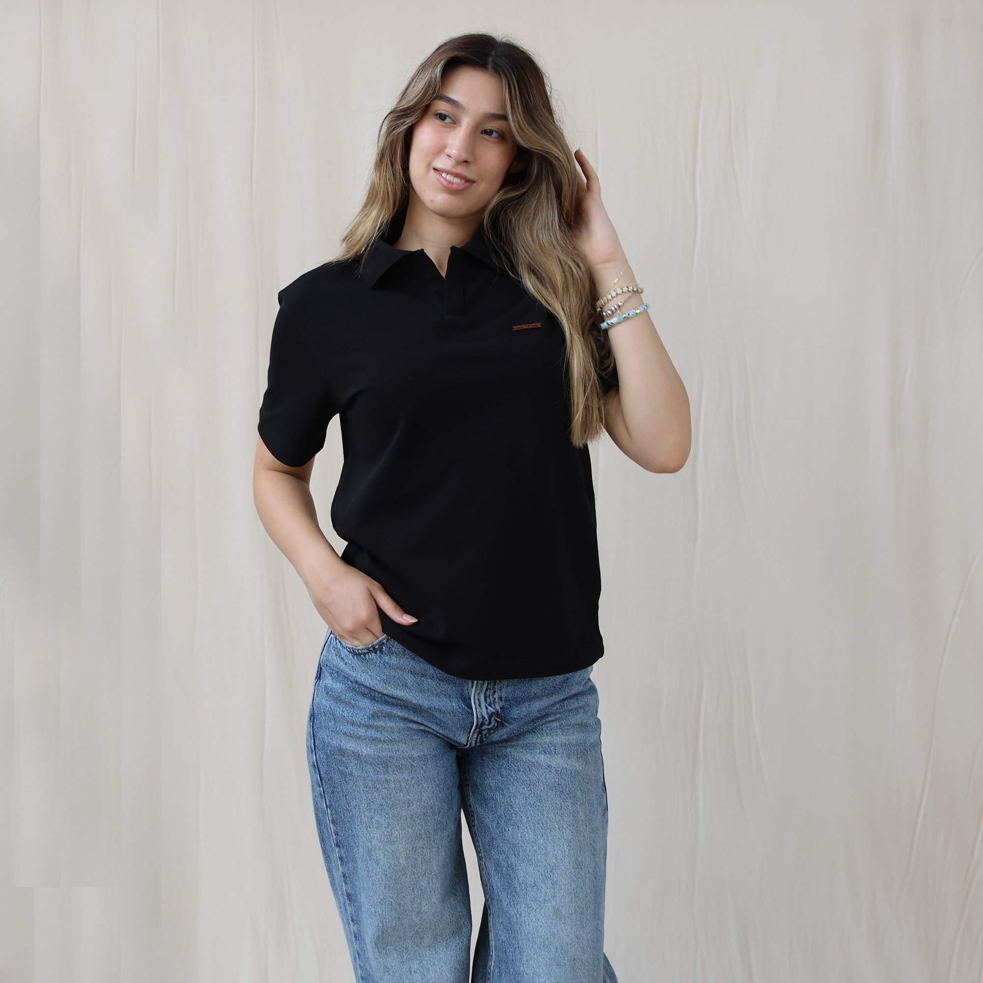 Standart Fit Polo Yaka Tişört - Siyah