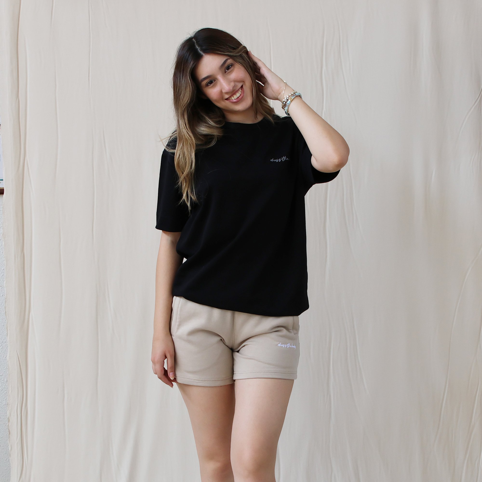 Unisex Relax Nakışlı Tişört - Siyah