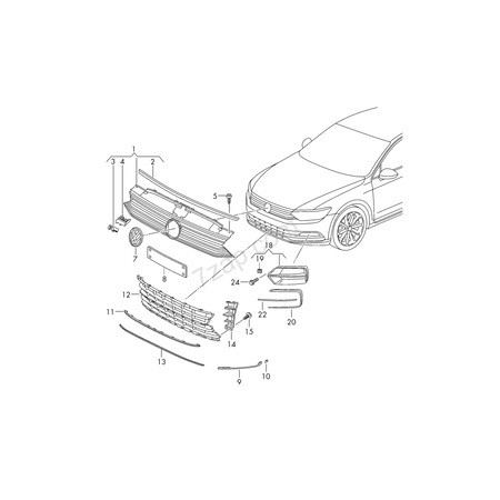 VW PASSAT ÖN TAMPON SÜS ÇITASI NİKELAJLI  SOL   3G0853763B