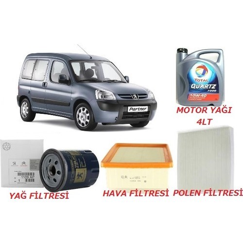 Peugeot Partner 1.9 Yağ Bakım 4 Lü Set 2004 Sonrasi 10W40-TOTAL