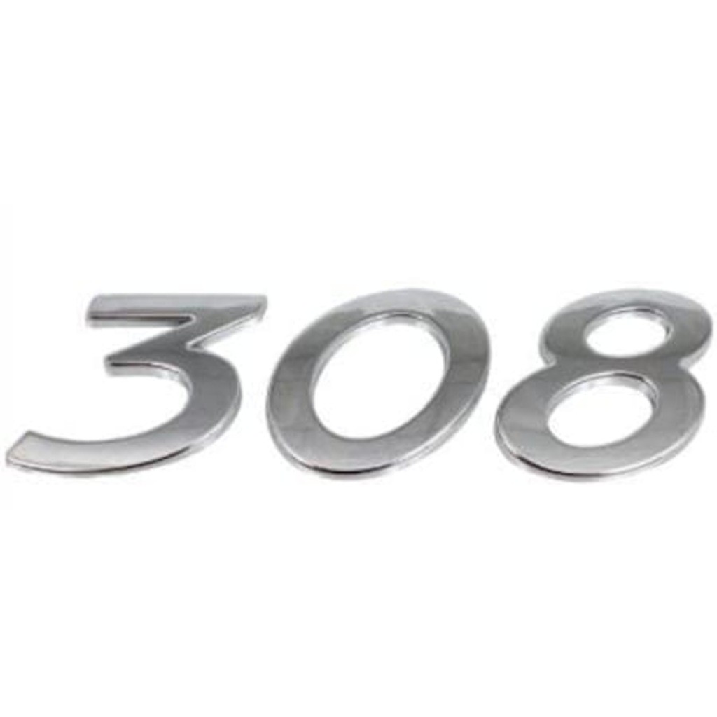 PEUGEOT 308 (308 - PEUGEOT and lion emblem) 3-piece lettering set