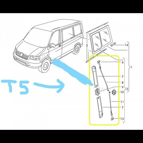 Volkswagen Transporter T5 Yan Sürgülü Cam Tamir Seti     7H0847773